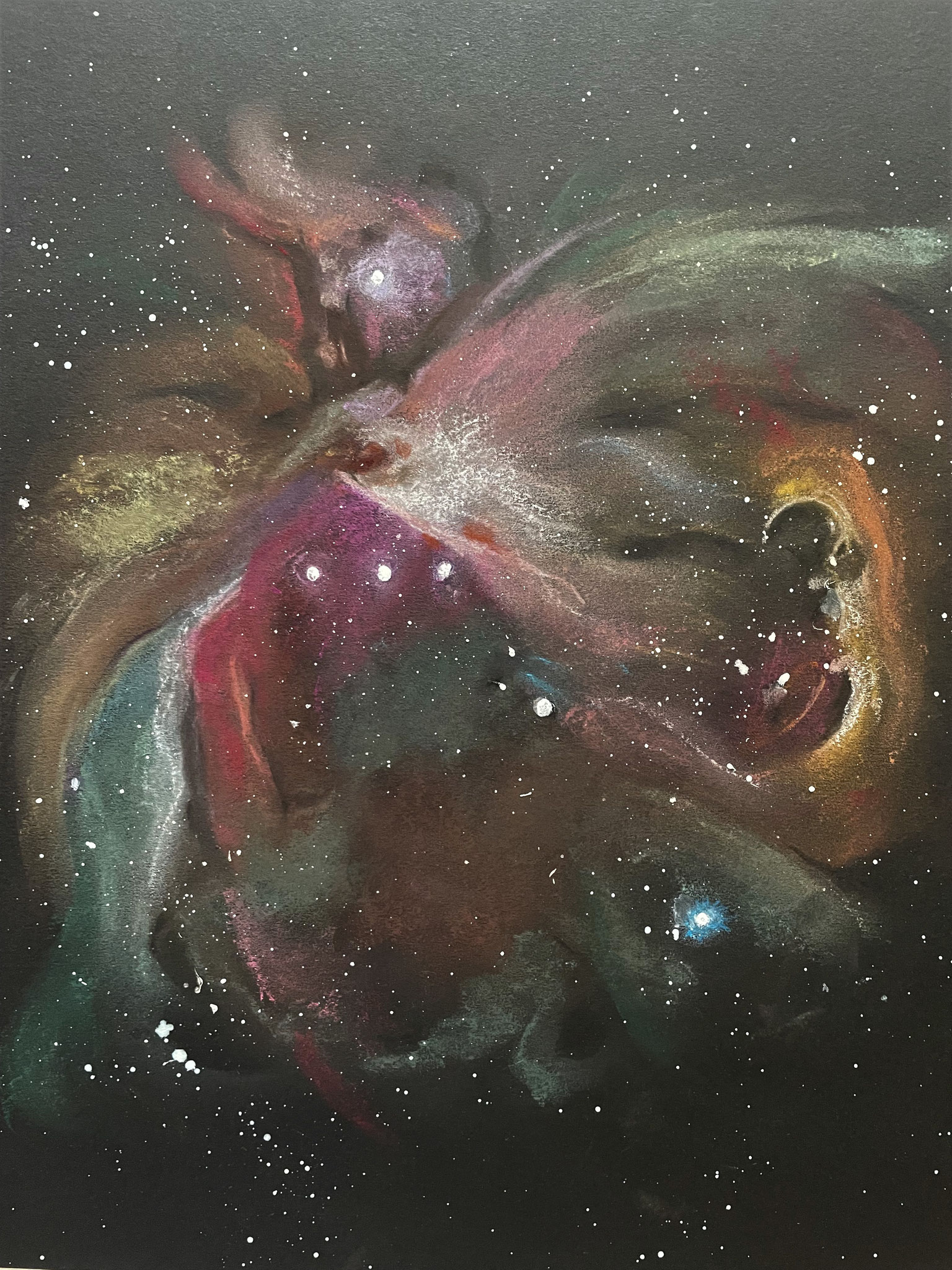 Orionnebel / Pastell / 50 x 50 cm