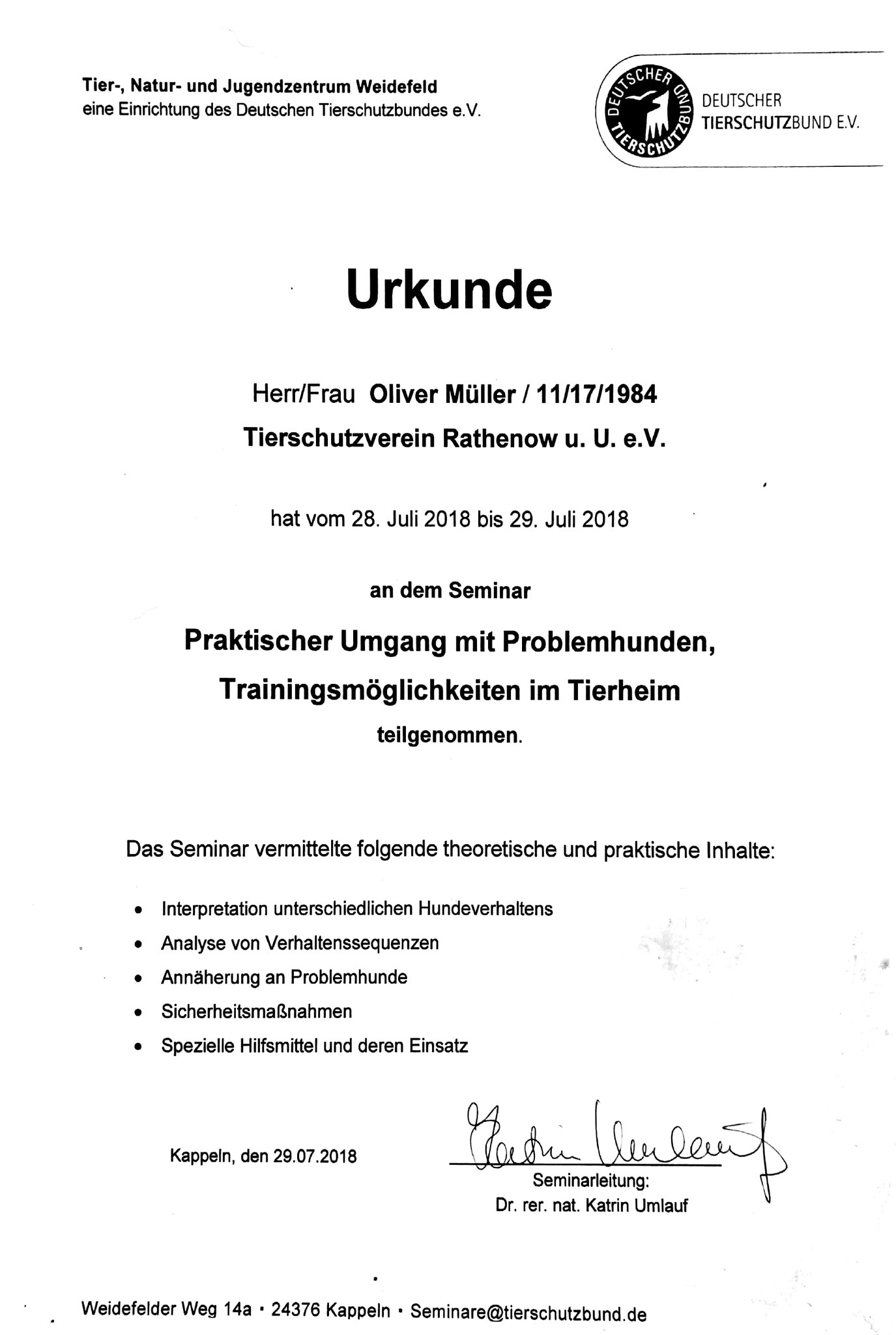 Weiterbildung 2018