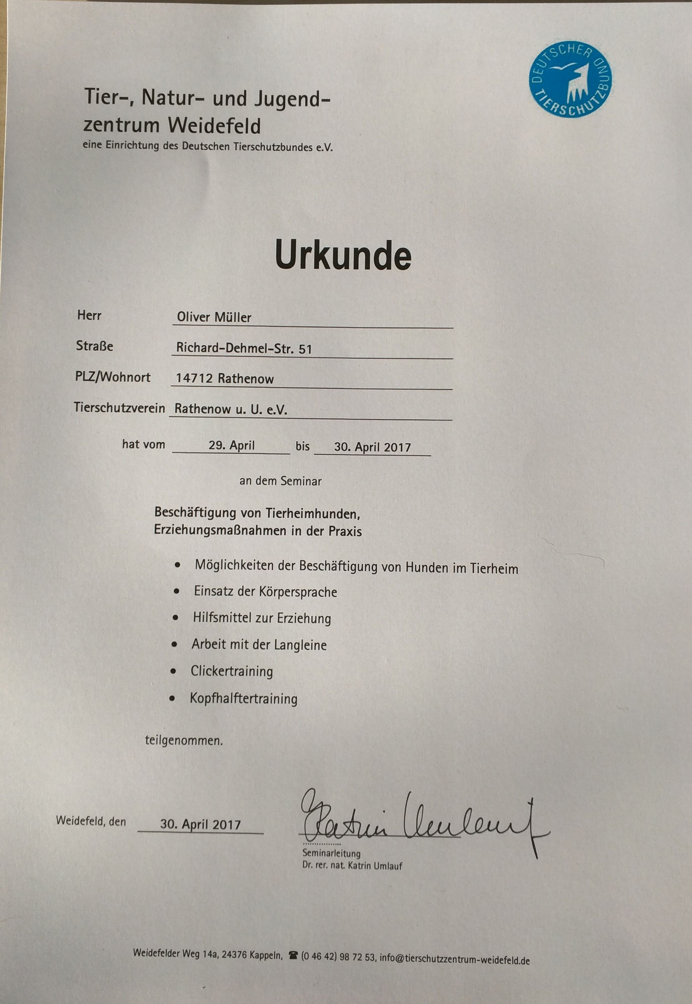 Weiterbildung 2017