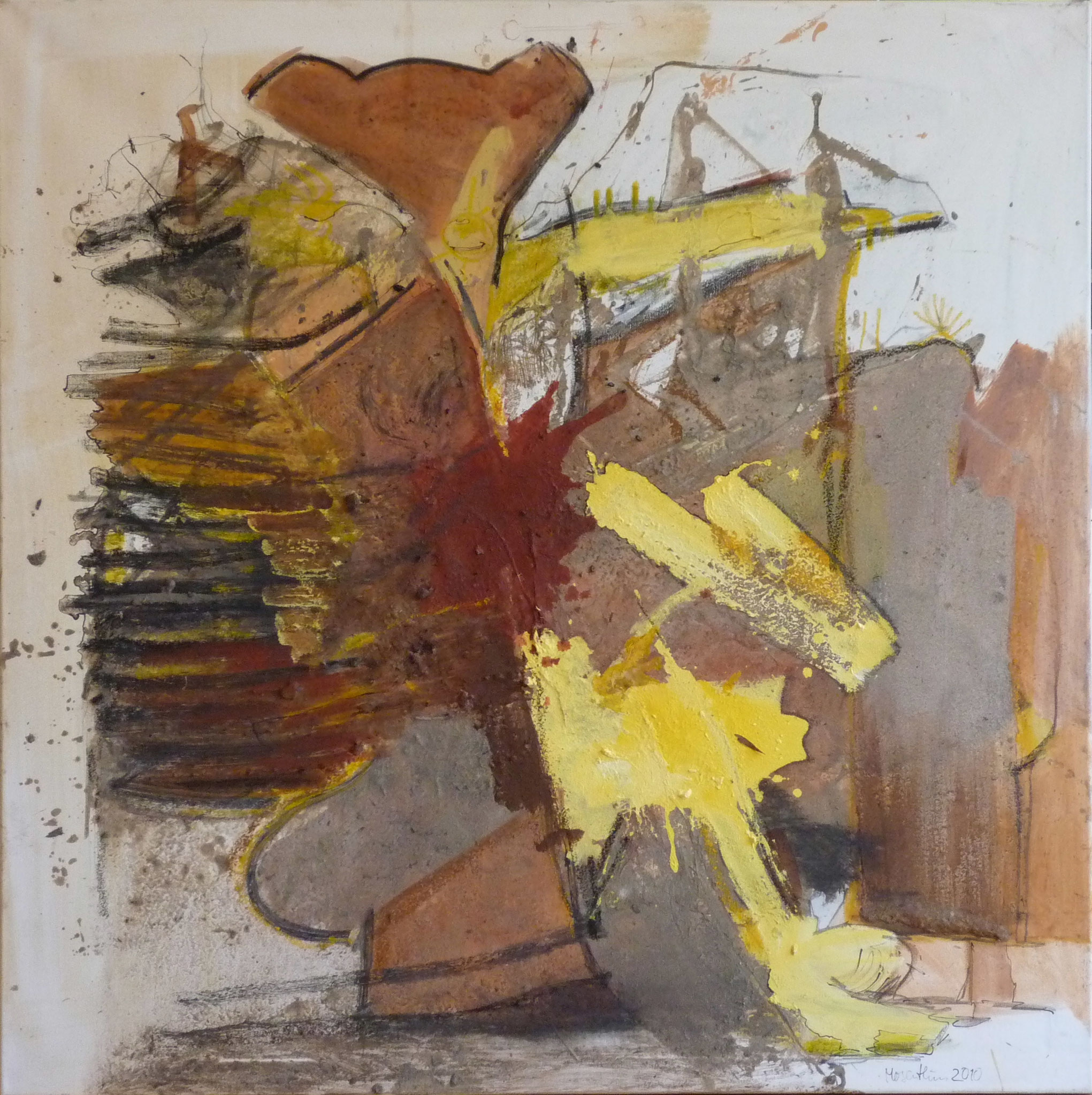 o.T., 2010, 120x120cm, Mischtechnik / Leinwand