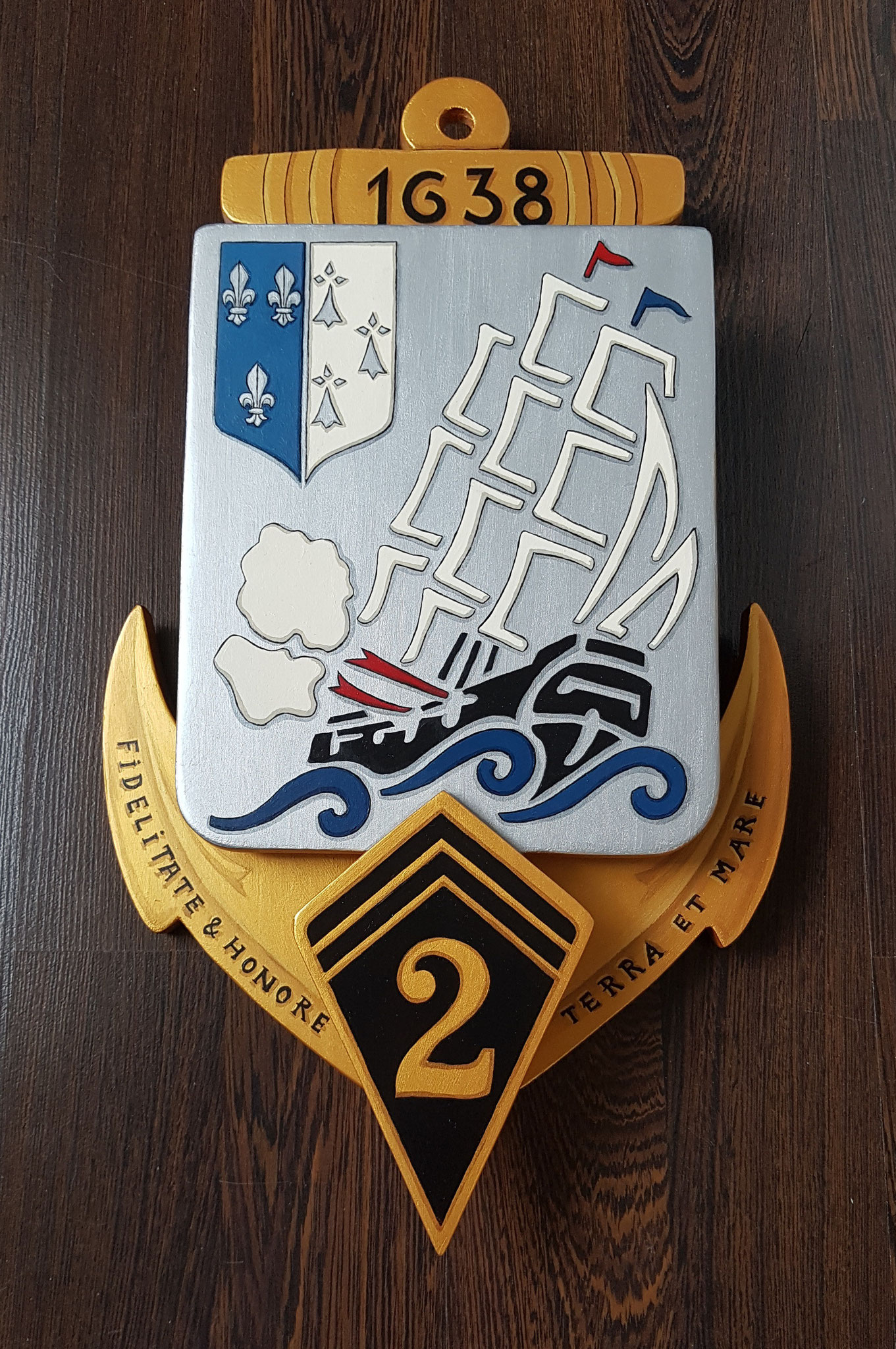 Ecusson du 2ème Régiment d' Infanterie de Marine 30 x 40 cm en 3D