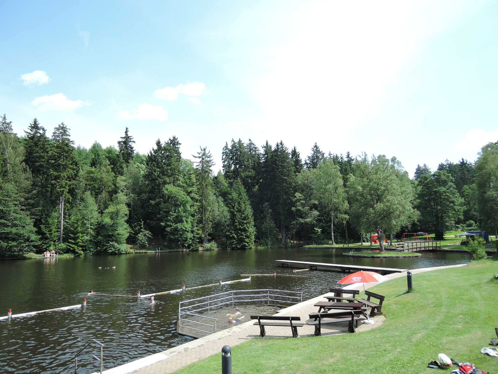 Quellwasser gespeistes Waldssebad 750 m entfernt