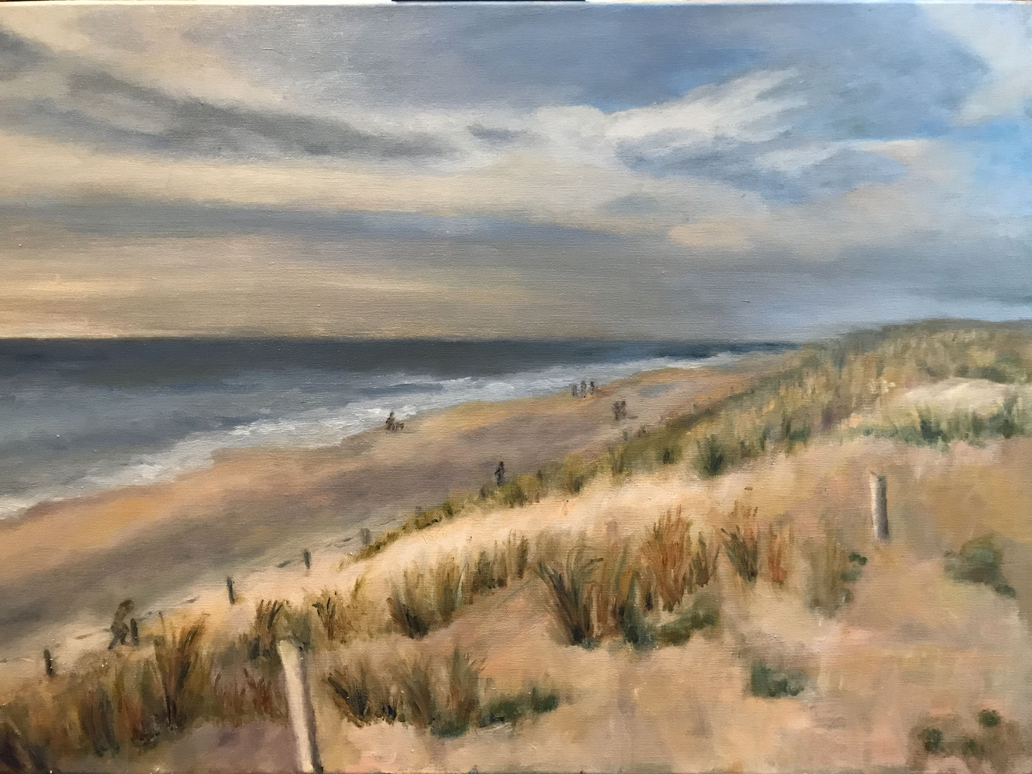 Noordzeestrand olie op doek 50x70cm. 