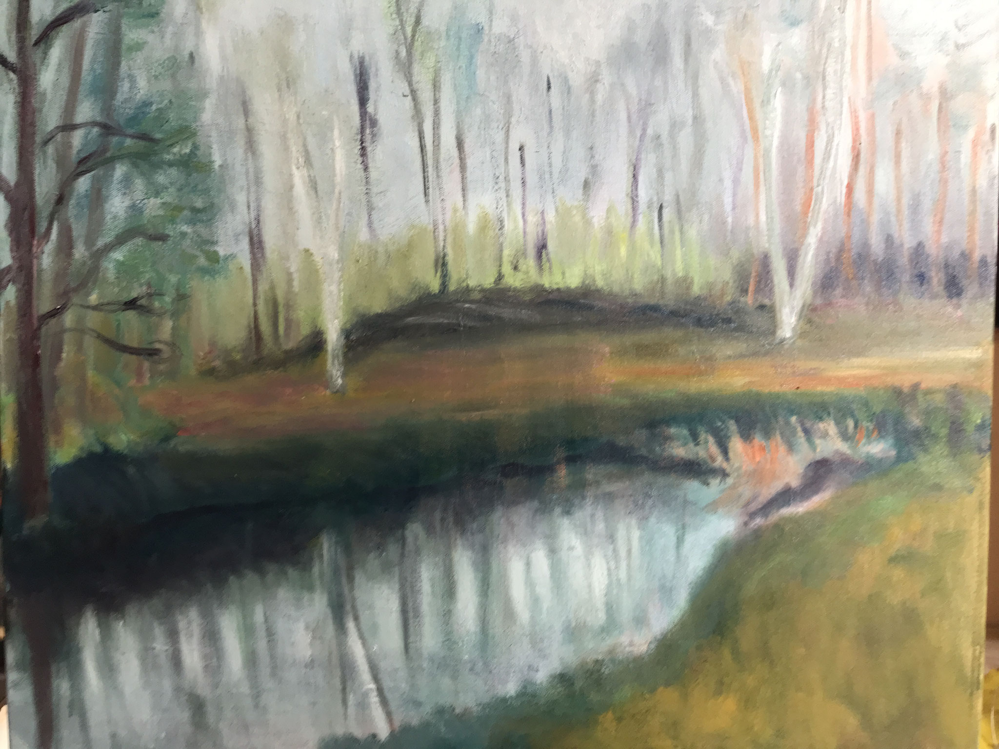 Meertje in het Cronebos.III 50x60cm. olie op doek. 