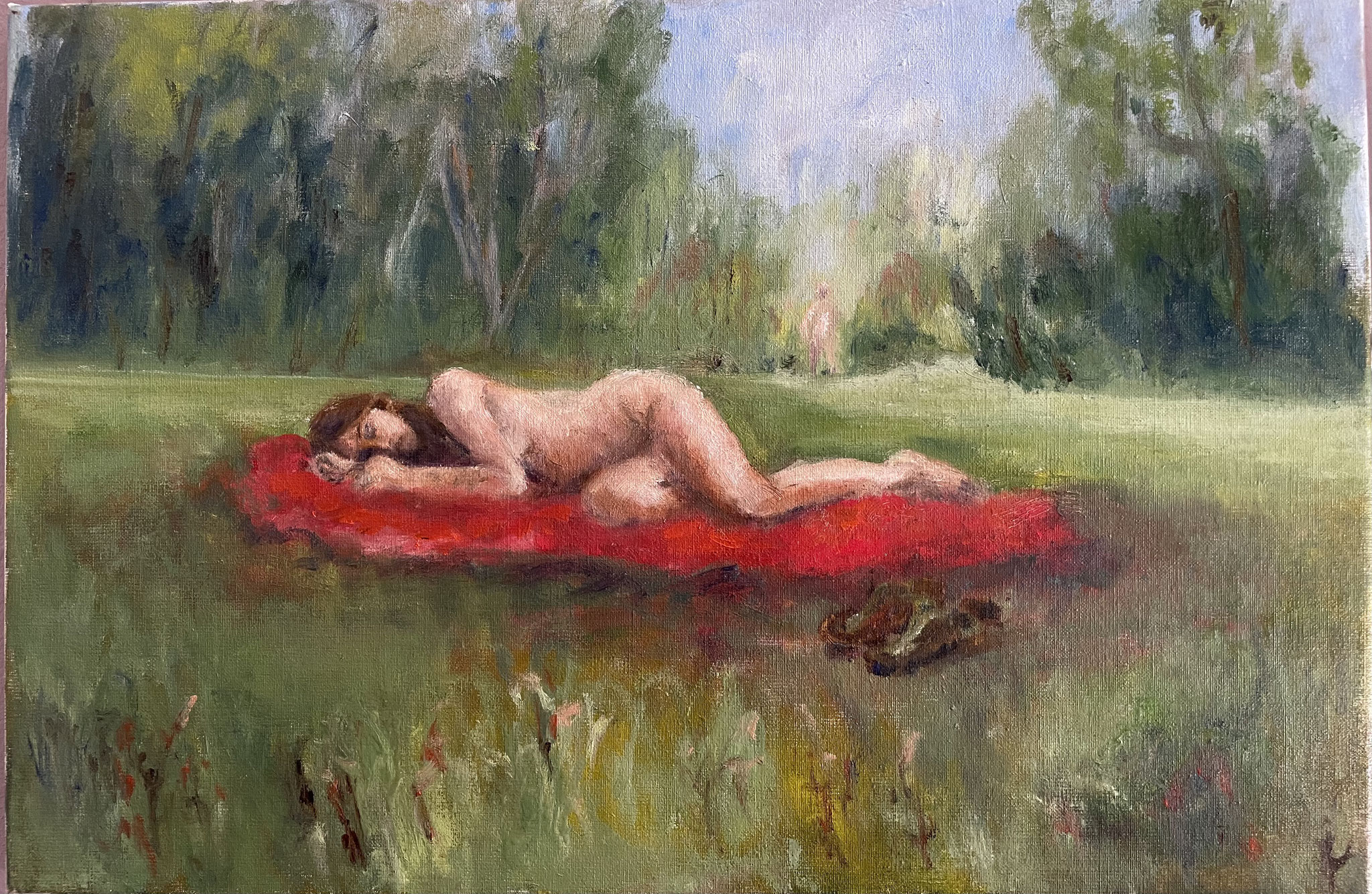 Rusten op Gravingen. 40x60cm. olie op doek.