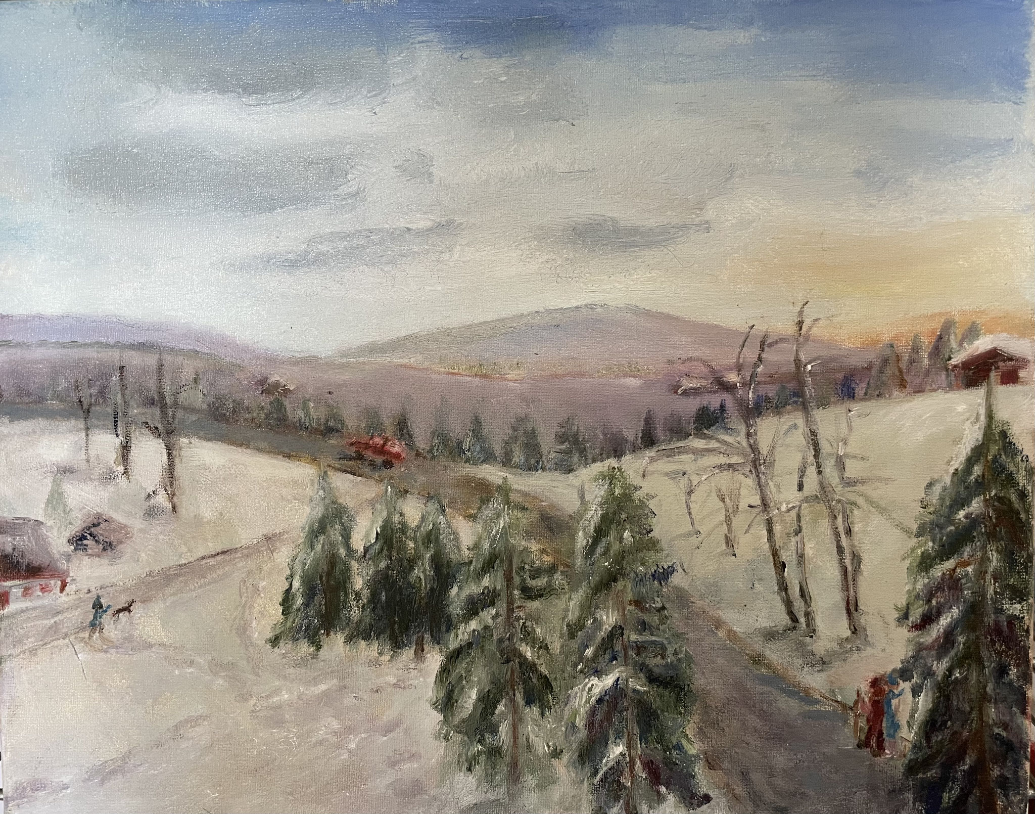 Winters Bohemen. 40x50cm. olie op linnen 300 euro.