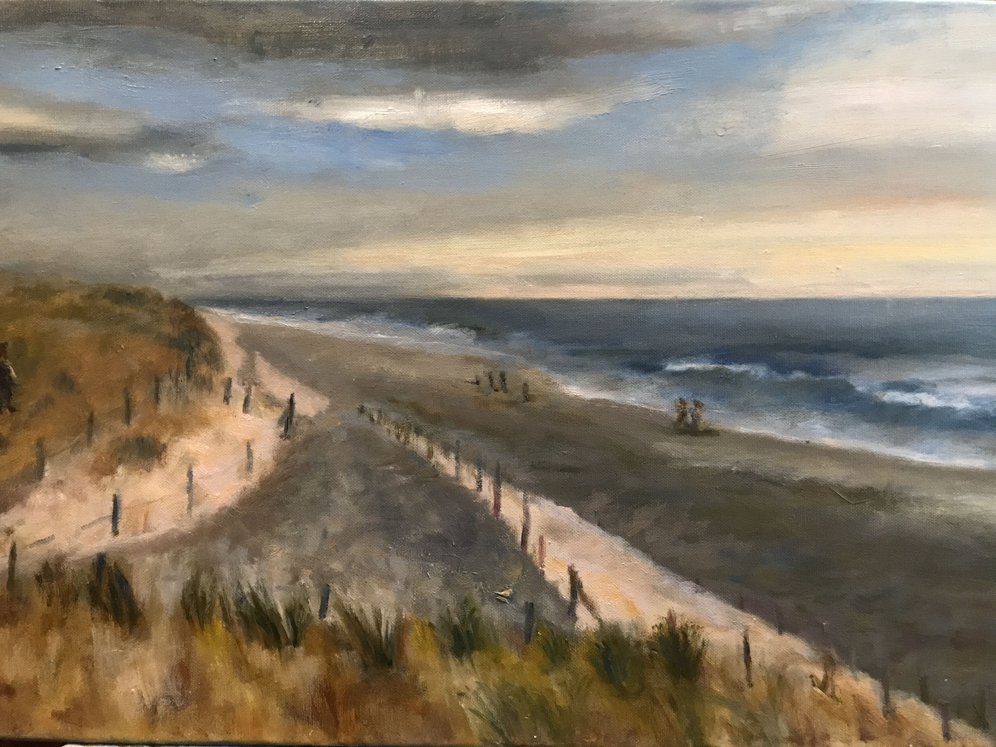 Avond aan de kust. Olie op doek. 40x60cm. 300 euro.