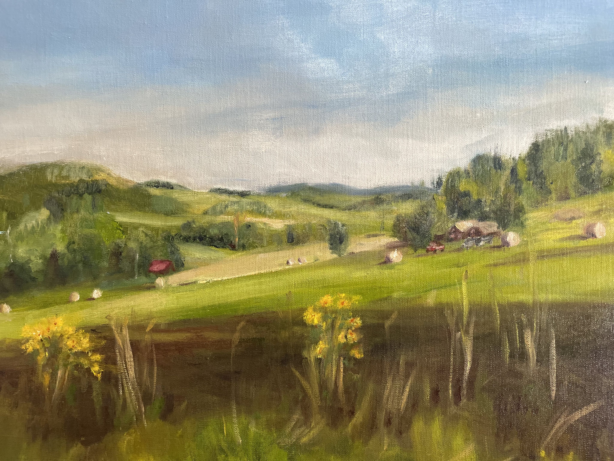 Hooibalen in het Adelaarsgebergte. 50x60cm. olie op doek. 