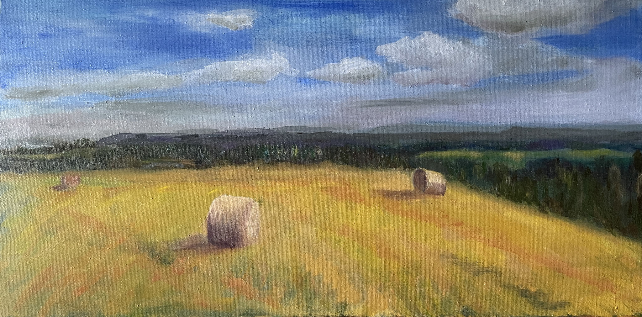 Boheems landschap. 80x40cm. olie op doek.
