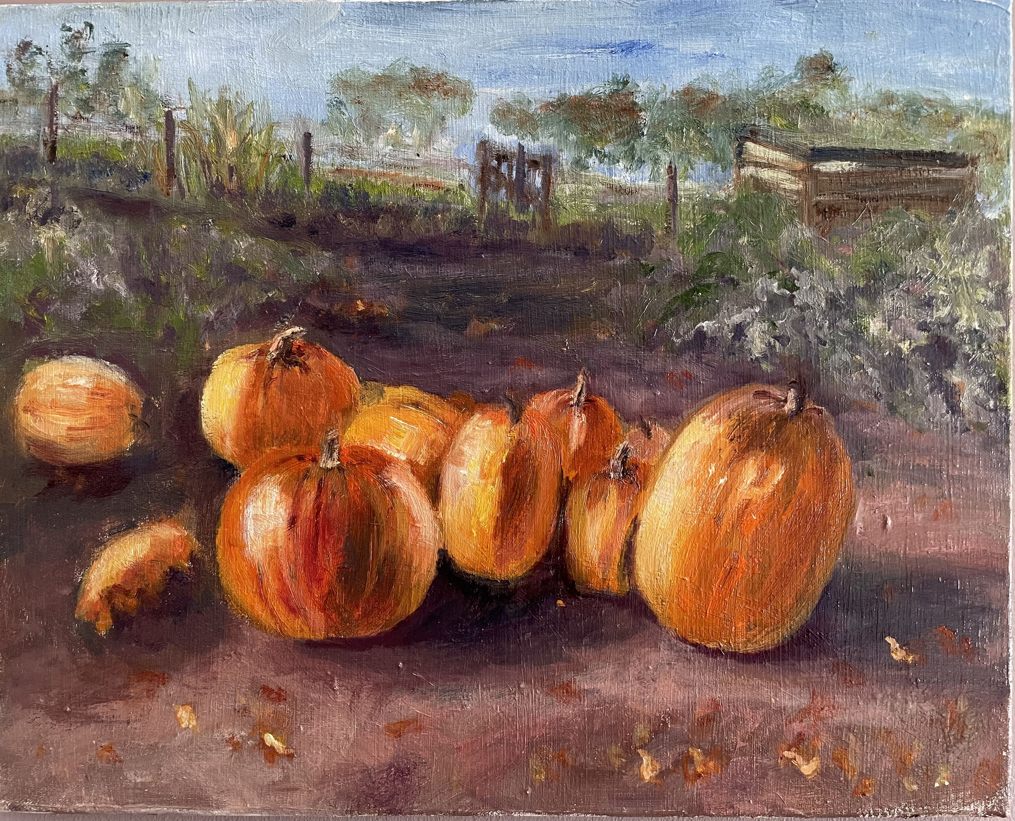 Ponmpoenen II. 40x50cm. olie op doek. 