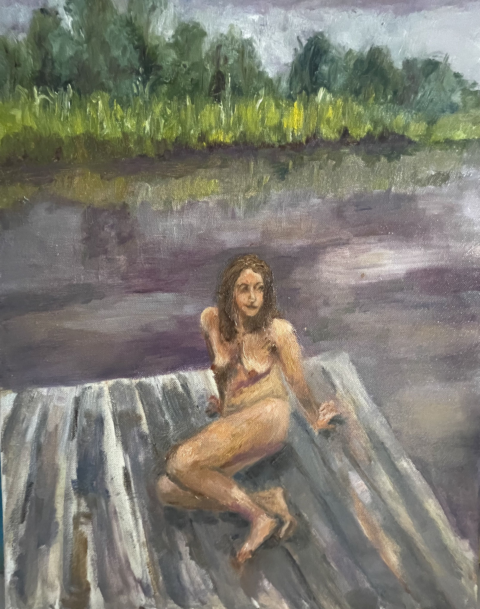 Gravingen. 40x50cm. olie op doek. 