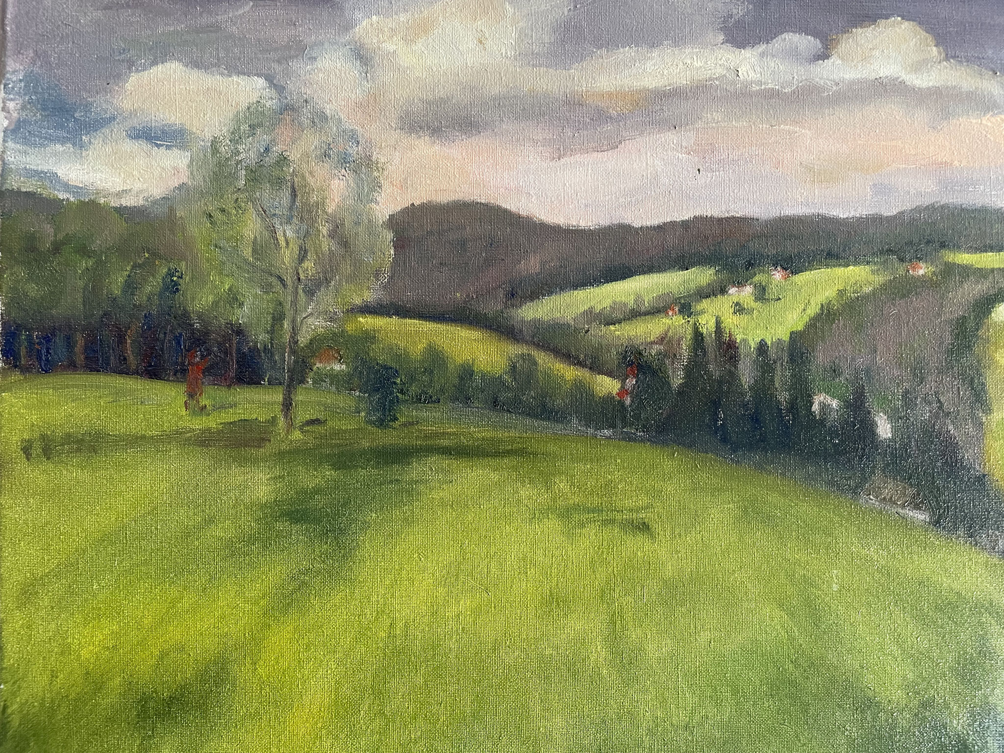 Avond in het Adelaarsgebergte. 40x50cm. olie op doek. ntk.