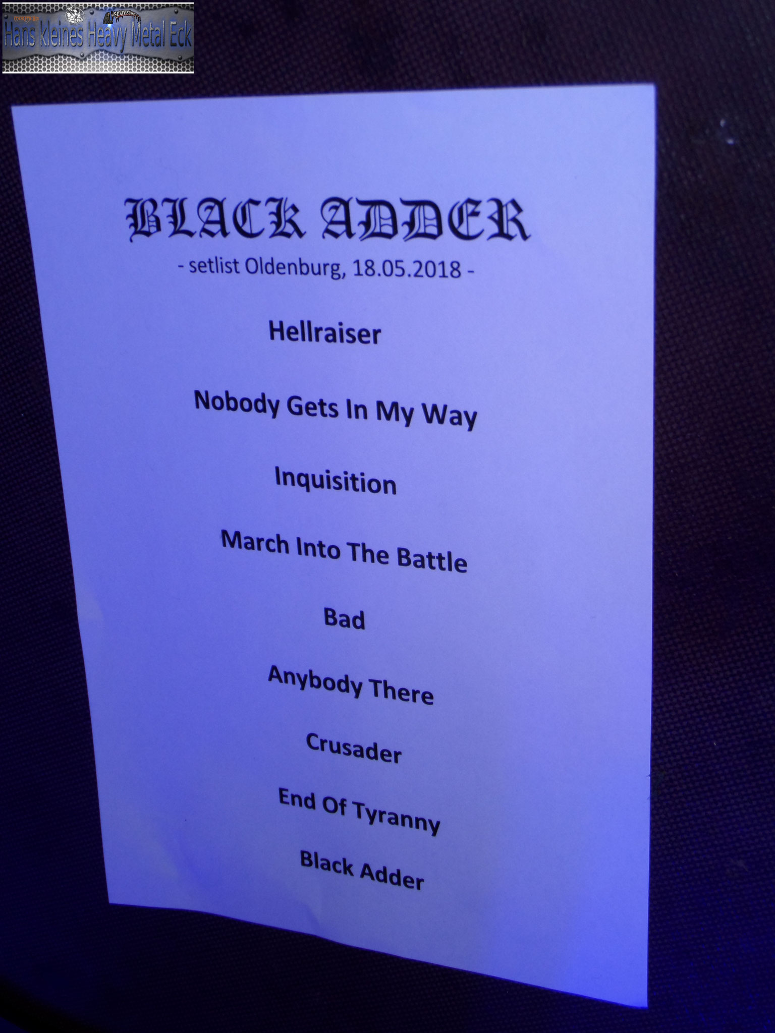 18.05.2018 Black Adder im Vorprogramm von The Unity im Cadillac Oldenburg