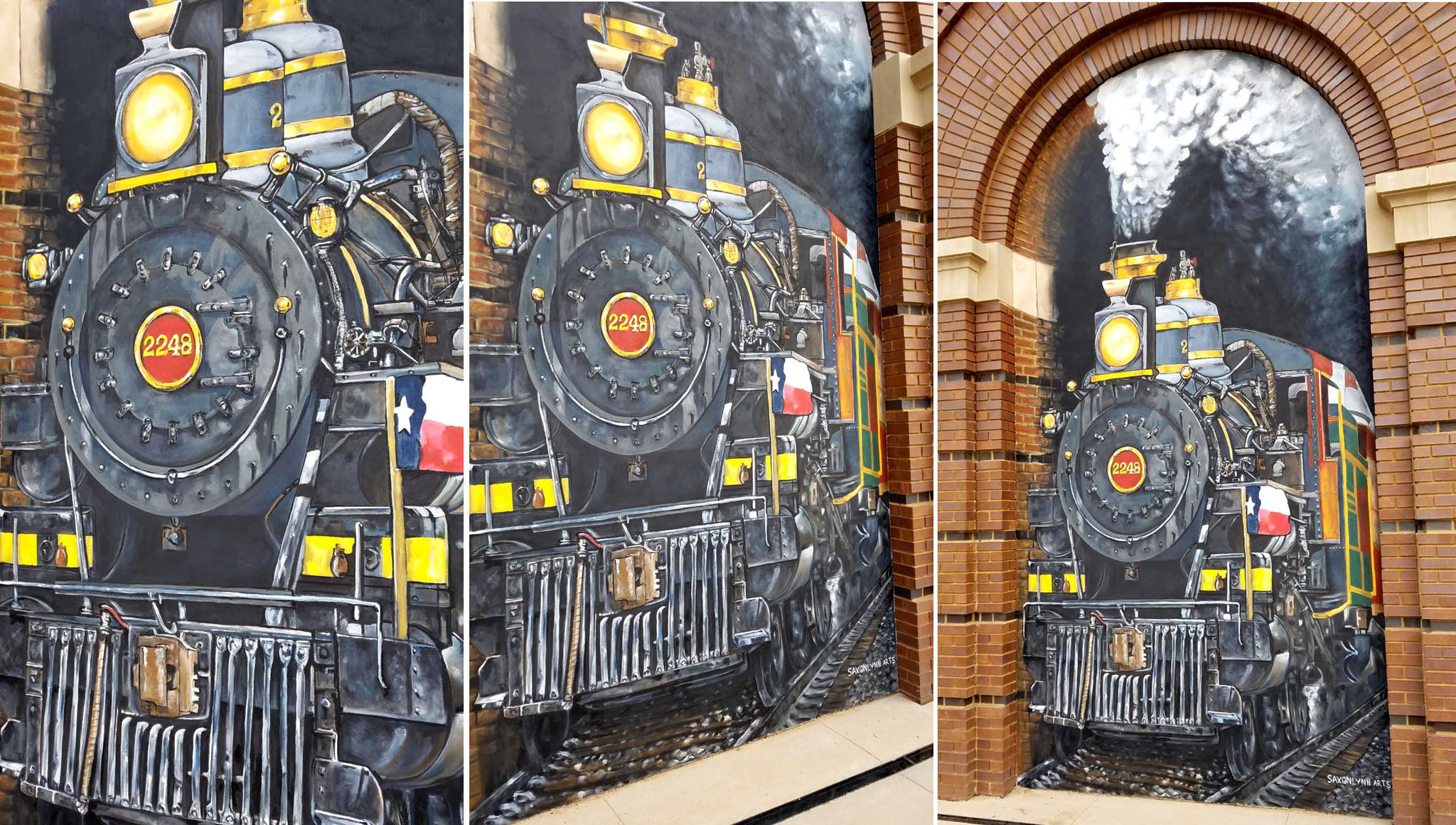 Harvest Hall 3D Locomotive Mural Grapevine Texas