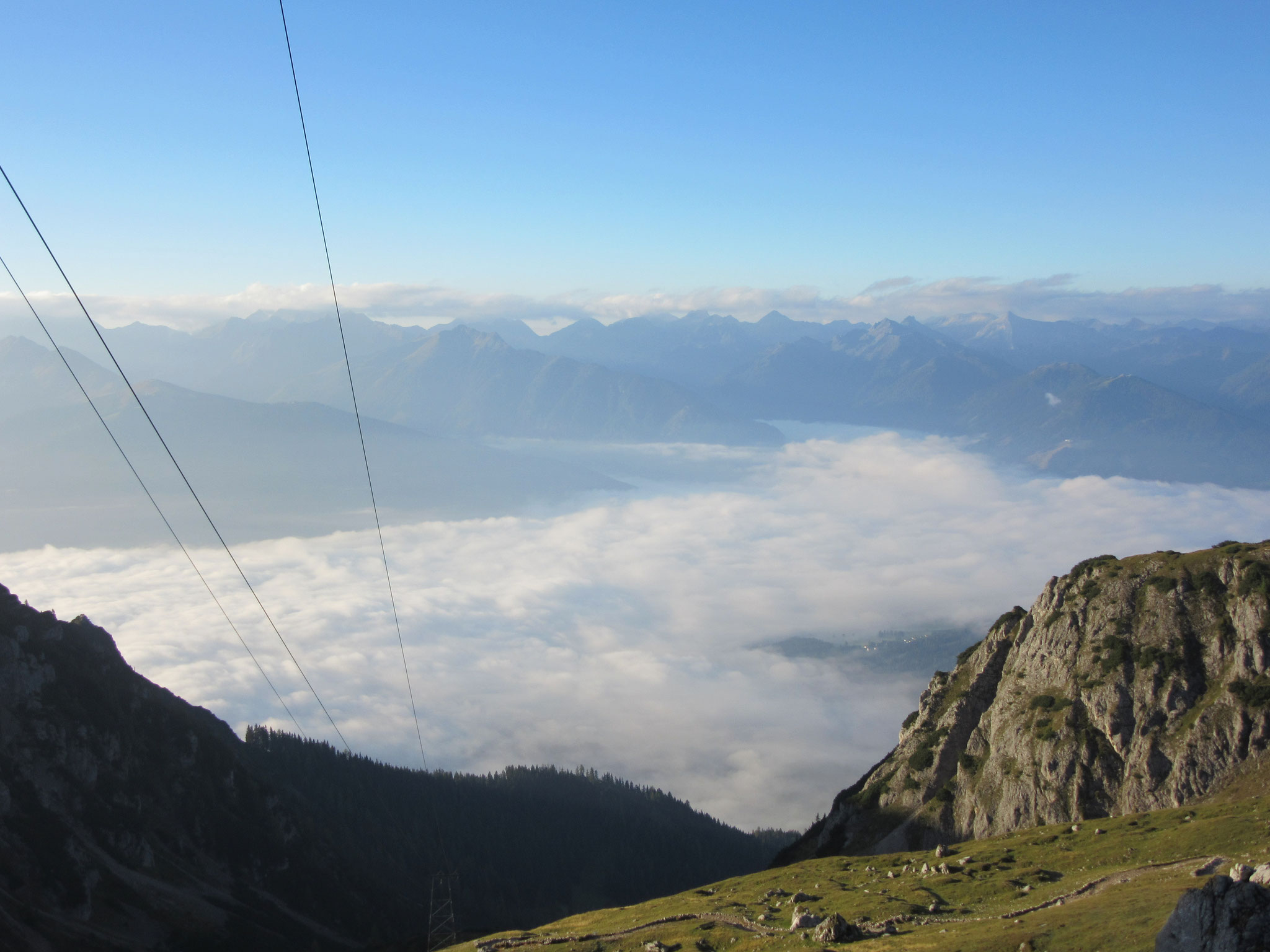 From the Guttenberghaus looking down to Ramsau in cloud