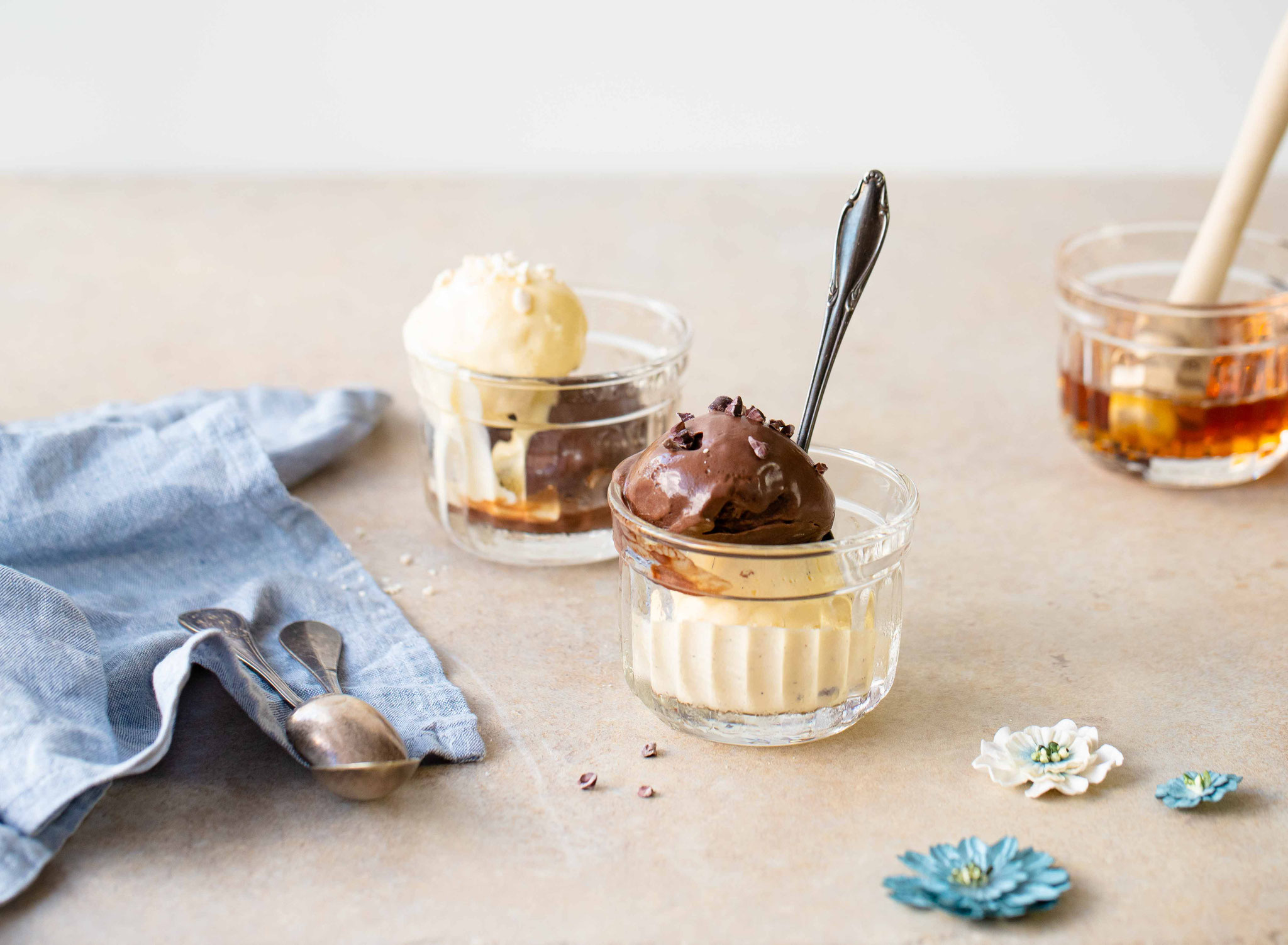 Glaces vanille et chocolat