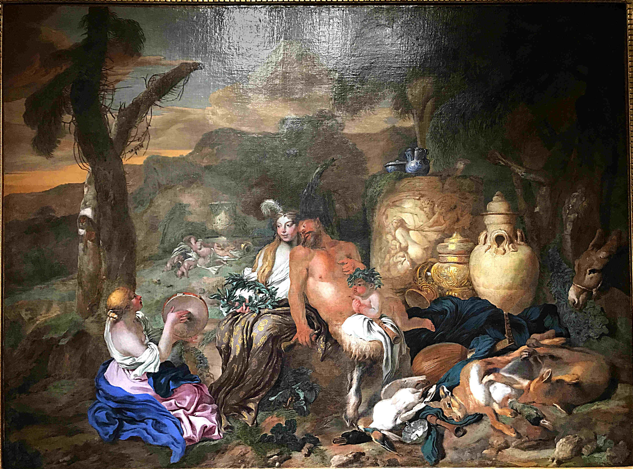 Castiglione Giovanni, Bacchantes et satyre, vers 1650, huile sur toile 145 x 195cm / Musée de Saint-Quentin 