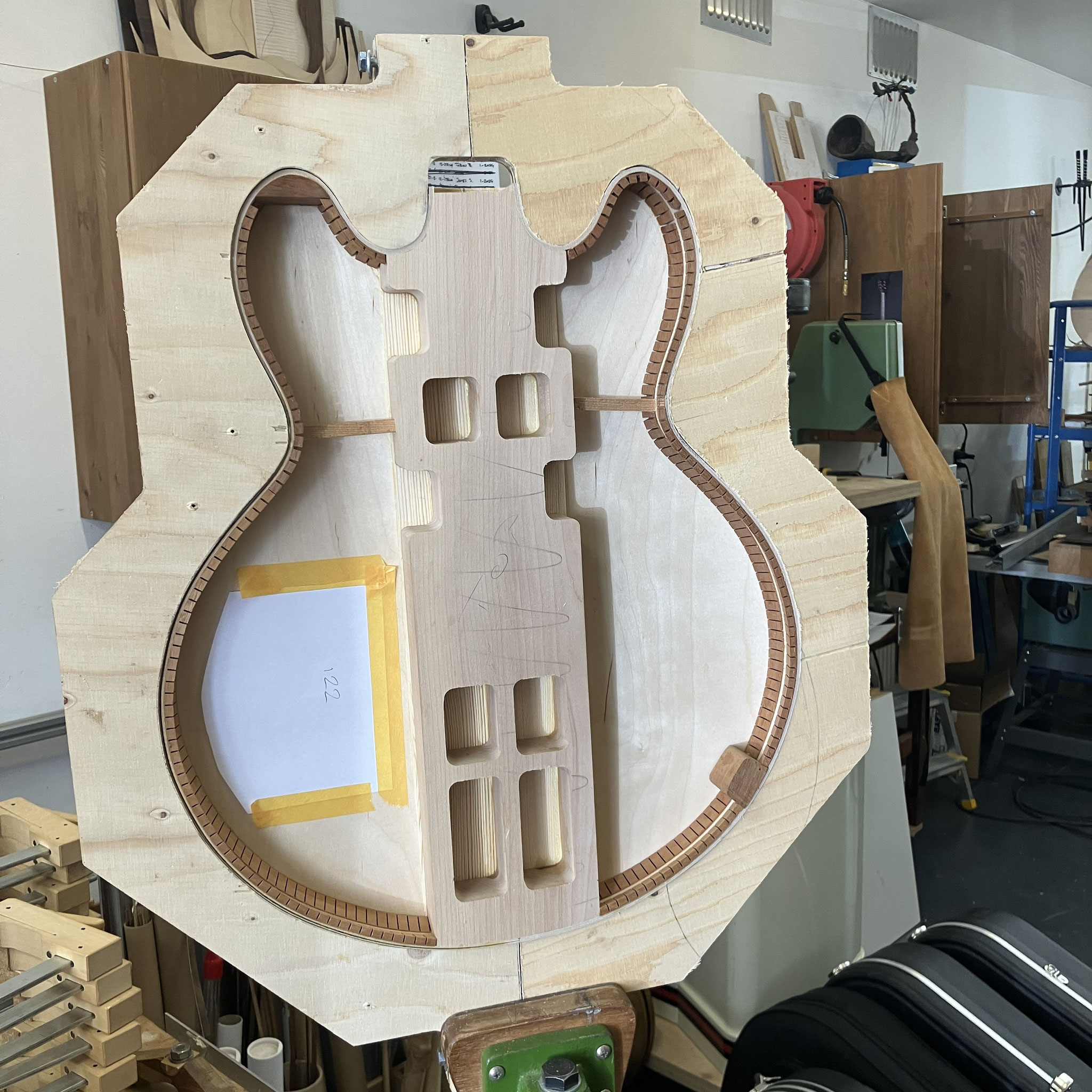 The back glued to the sides