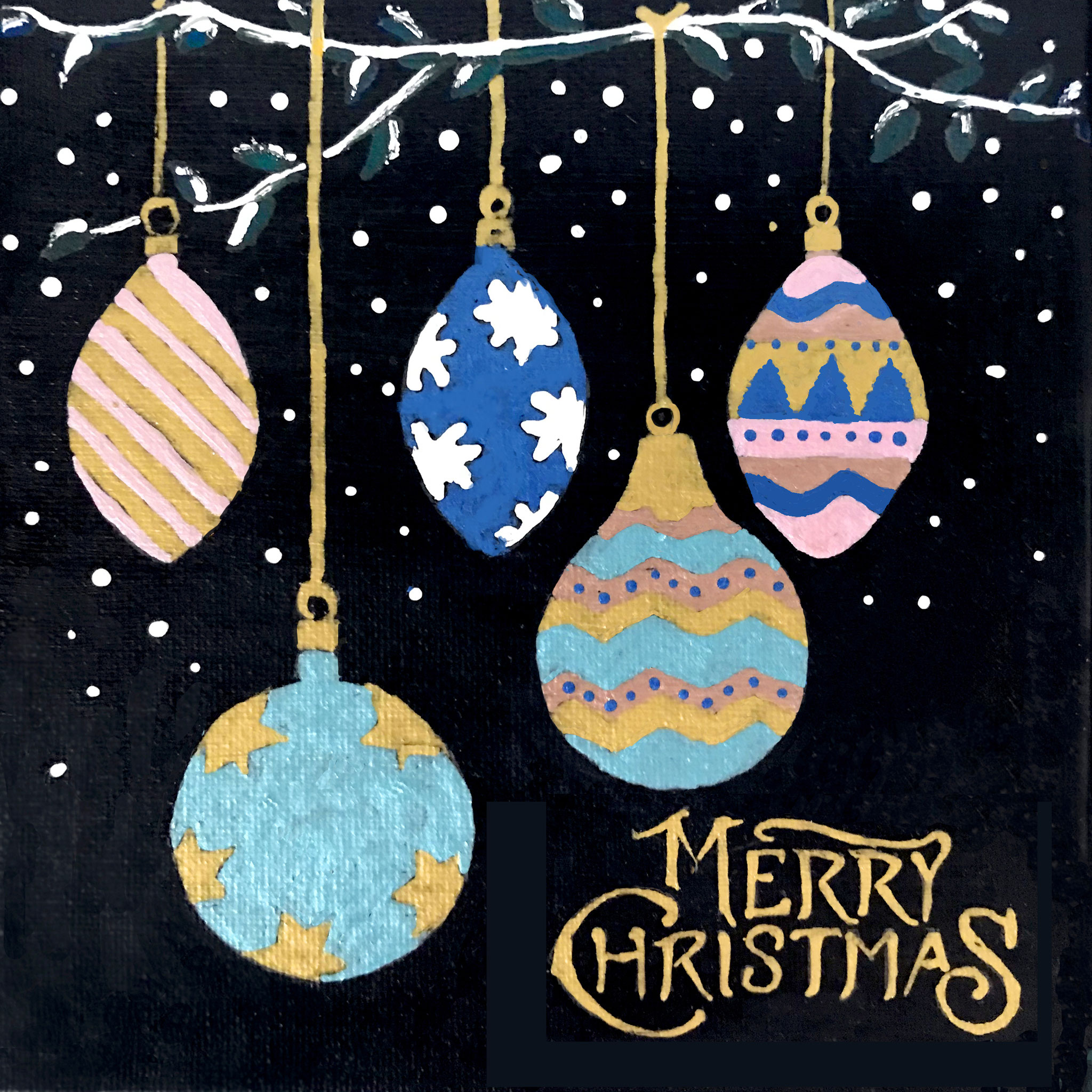Christmas Baubles with gold detail £2.75