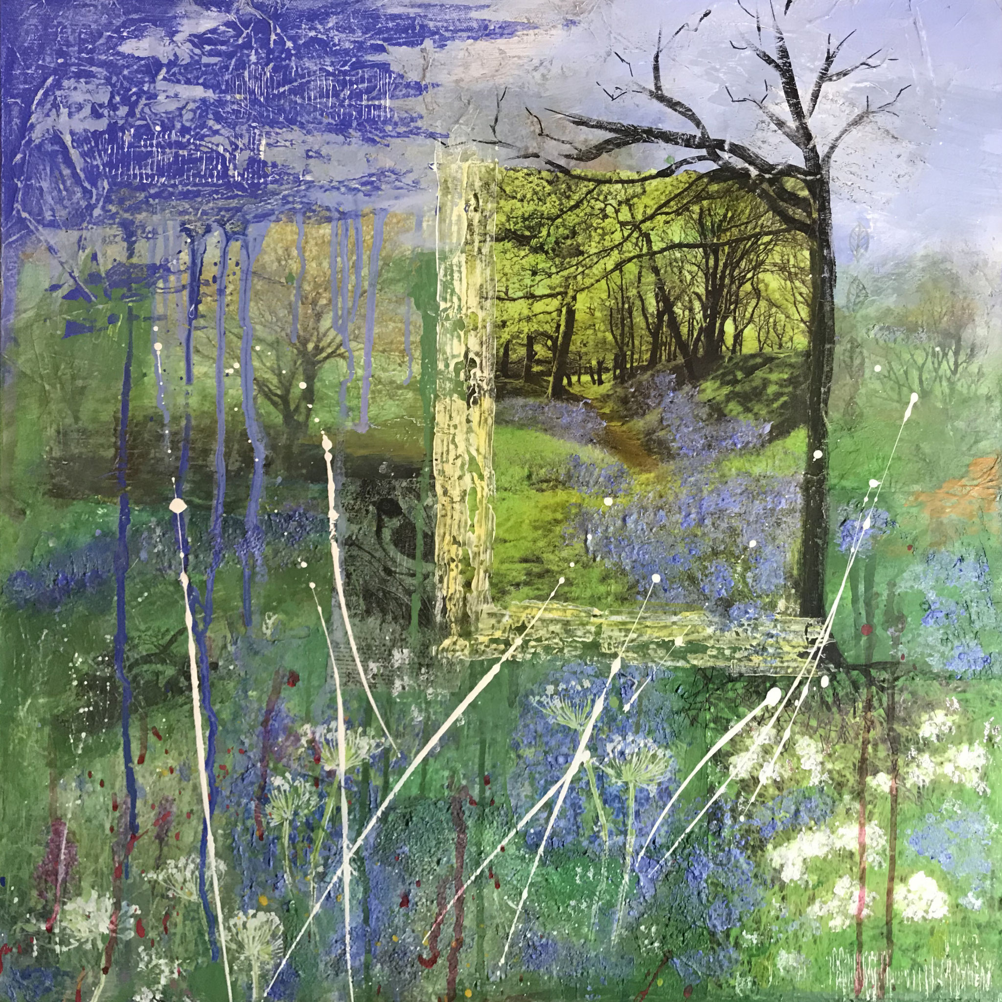 Devon Colours of Spring 4 Sold-acrylic and collage  SOLD