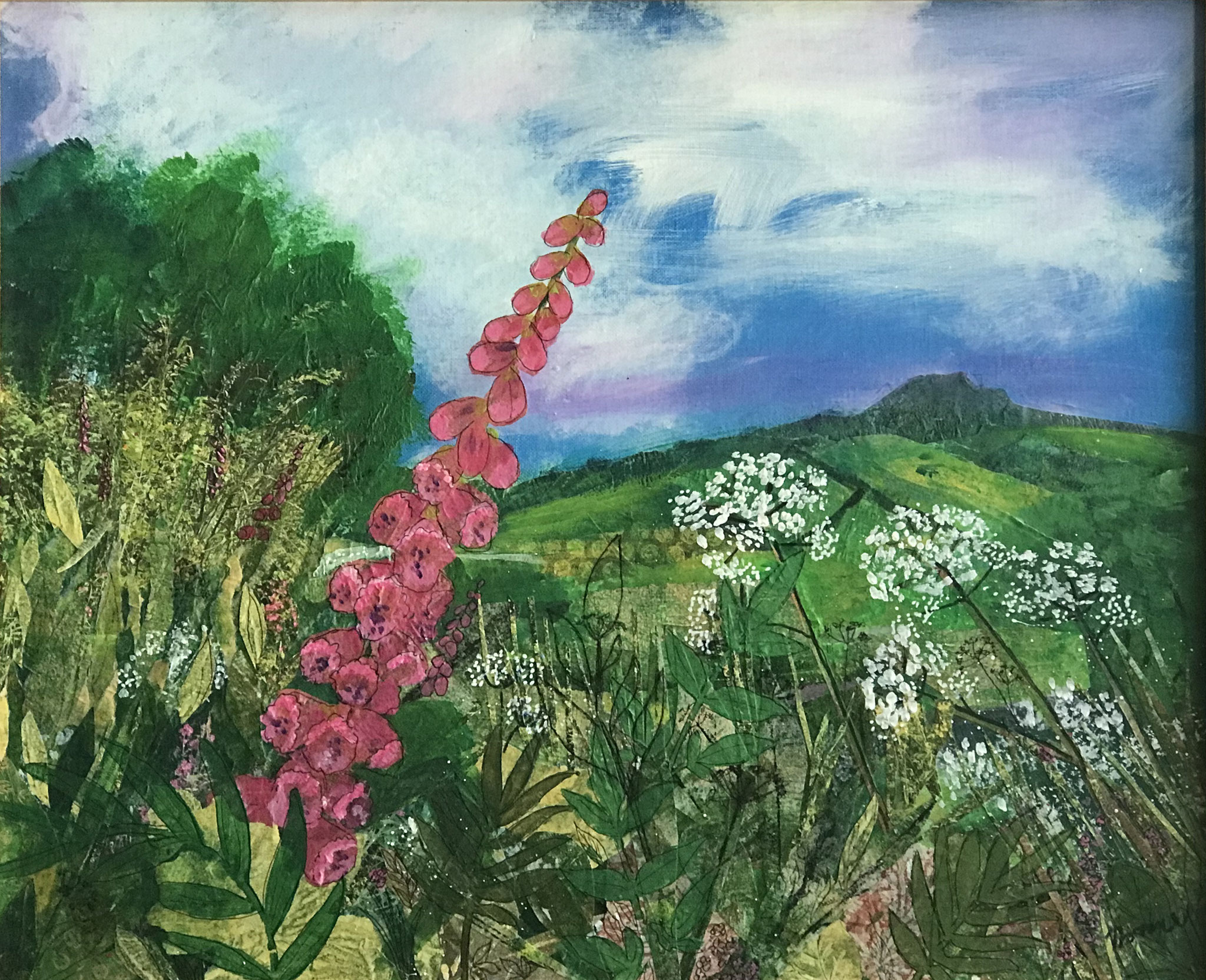 Dumpdon Hill- acrylic and collage