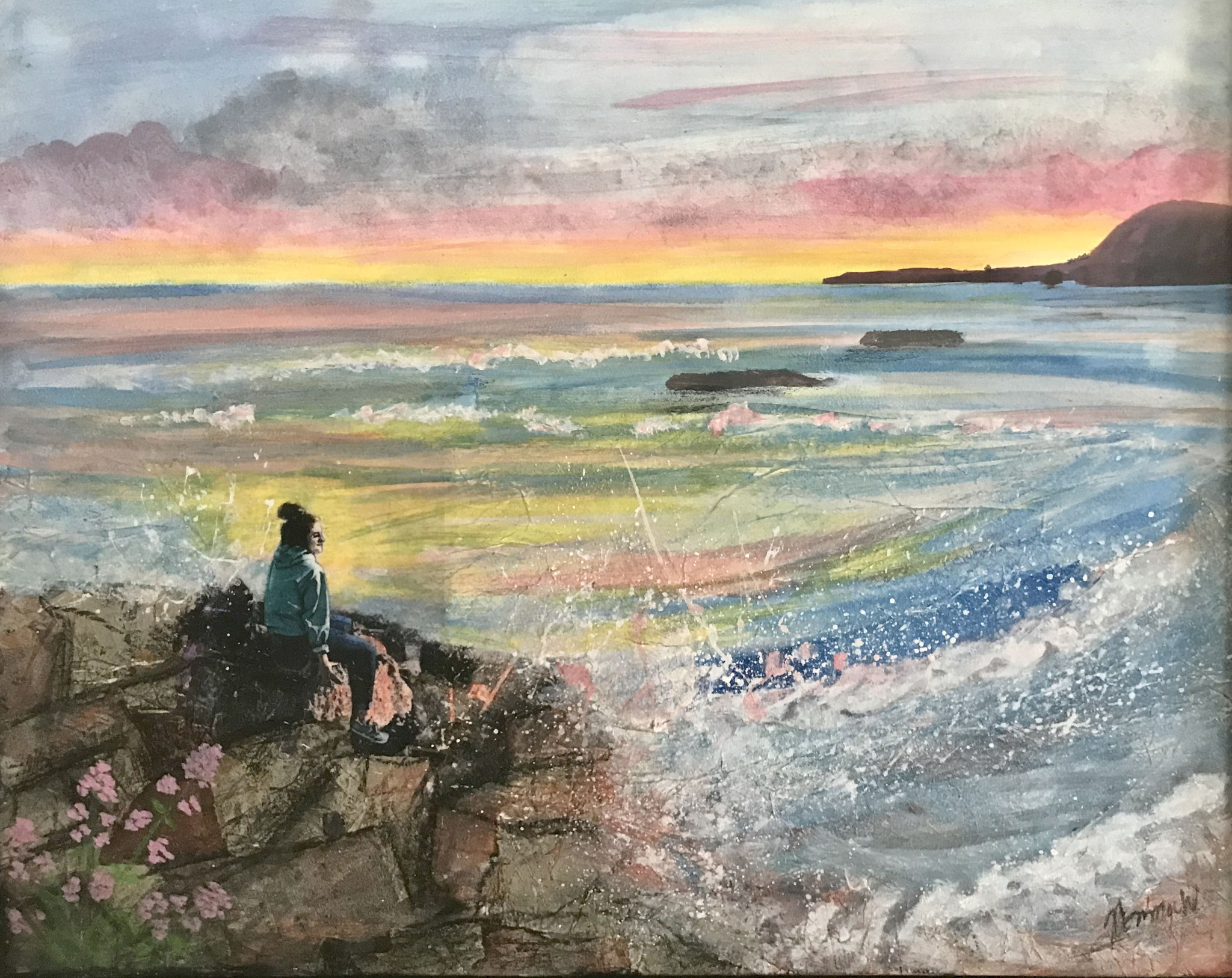 Not for sale- watercolour mixed media/collage, painted as a gift