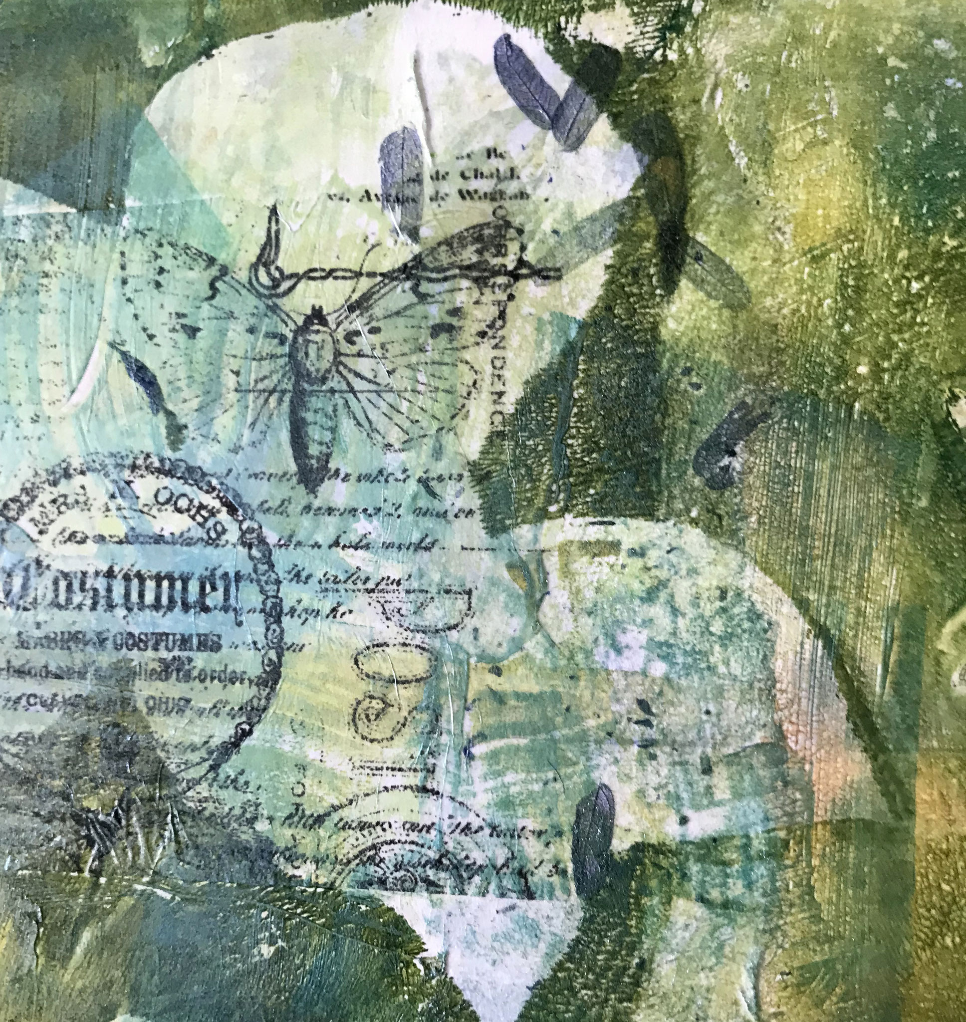 Moth, Mixed Media with Collage