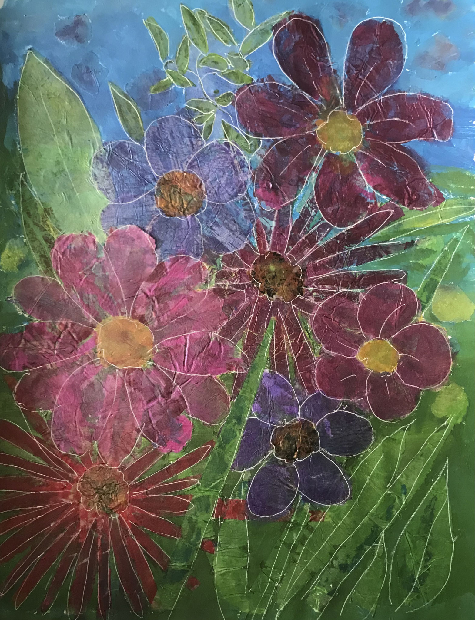 Summer Flowers- collage of monoprints
