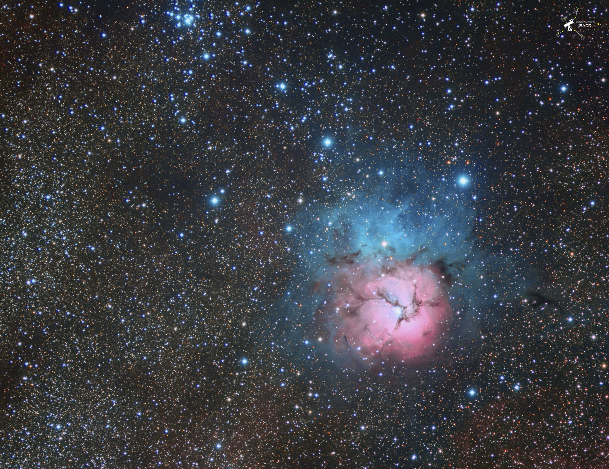 M20, la nébuleuse Trifide, total 11h 45 avec la lunette 127, Team LSD, septembre 2019, Chili.