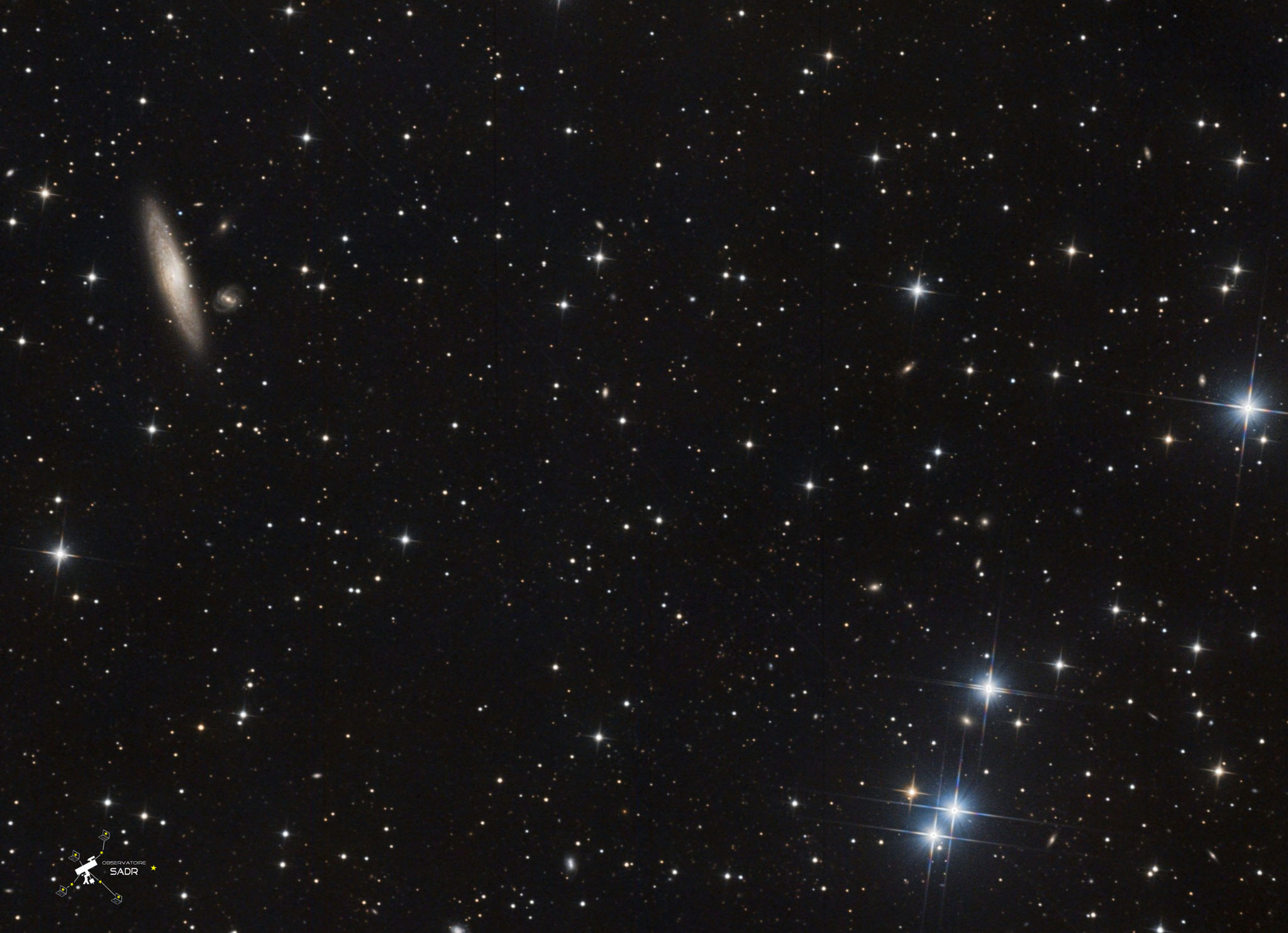 NGC1515 (53,5 Mal) et la petite spirale barrée ESO 156-34 (600 Mal), T355, Team LSD, décembre 2018