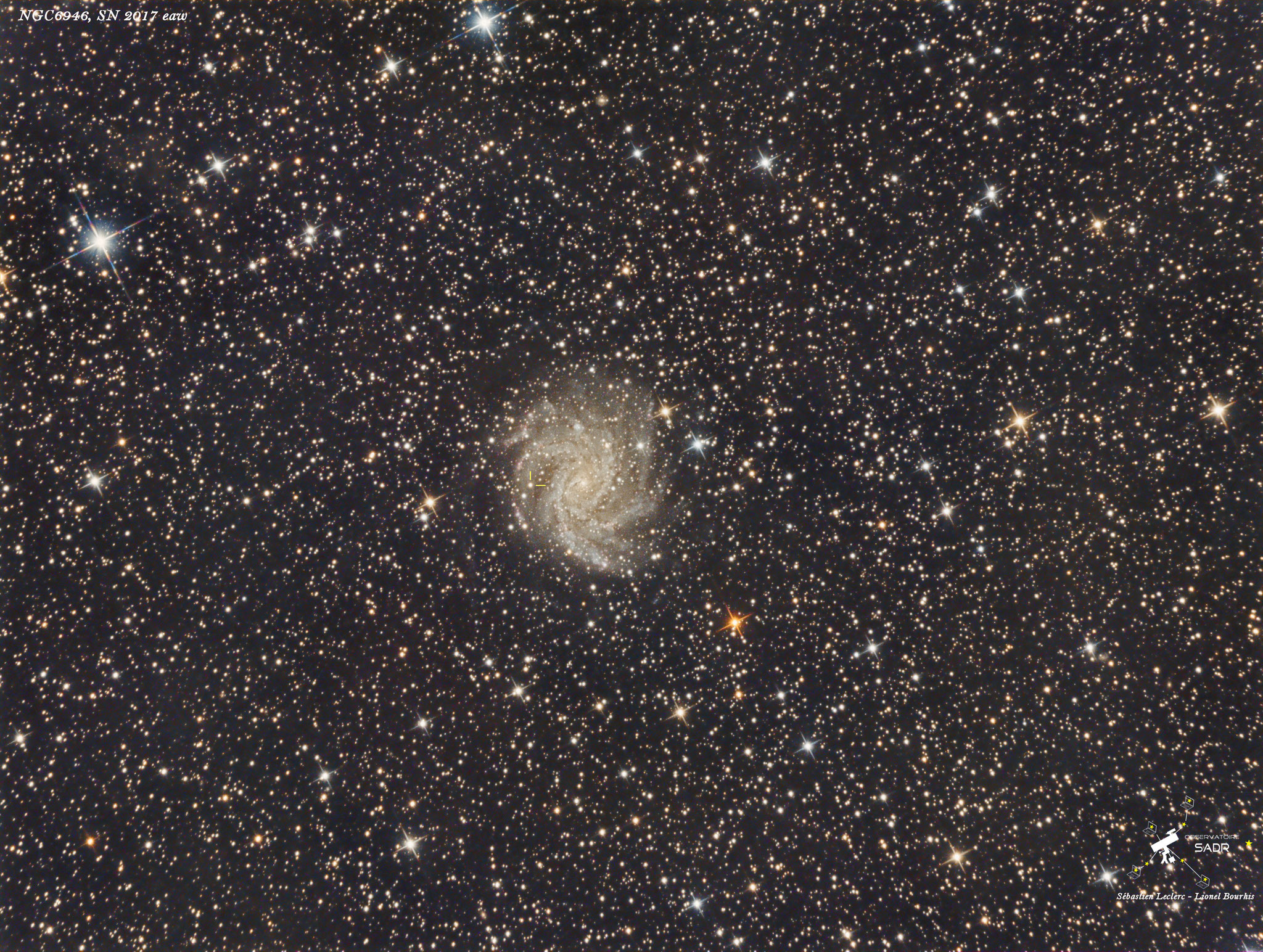 NGC6946 et SN2017eaw, L (24x5min), RVB (7x3min), 21 juillet, Sébastien-Lionel