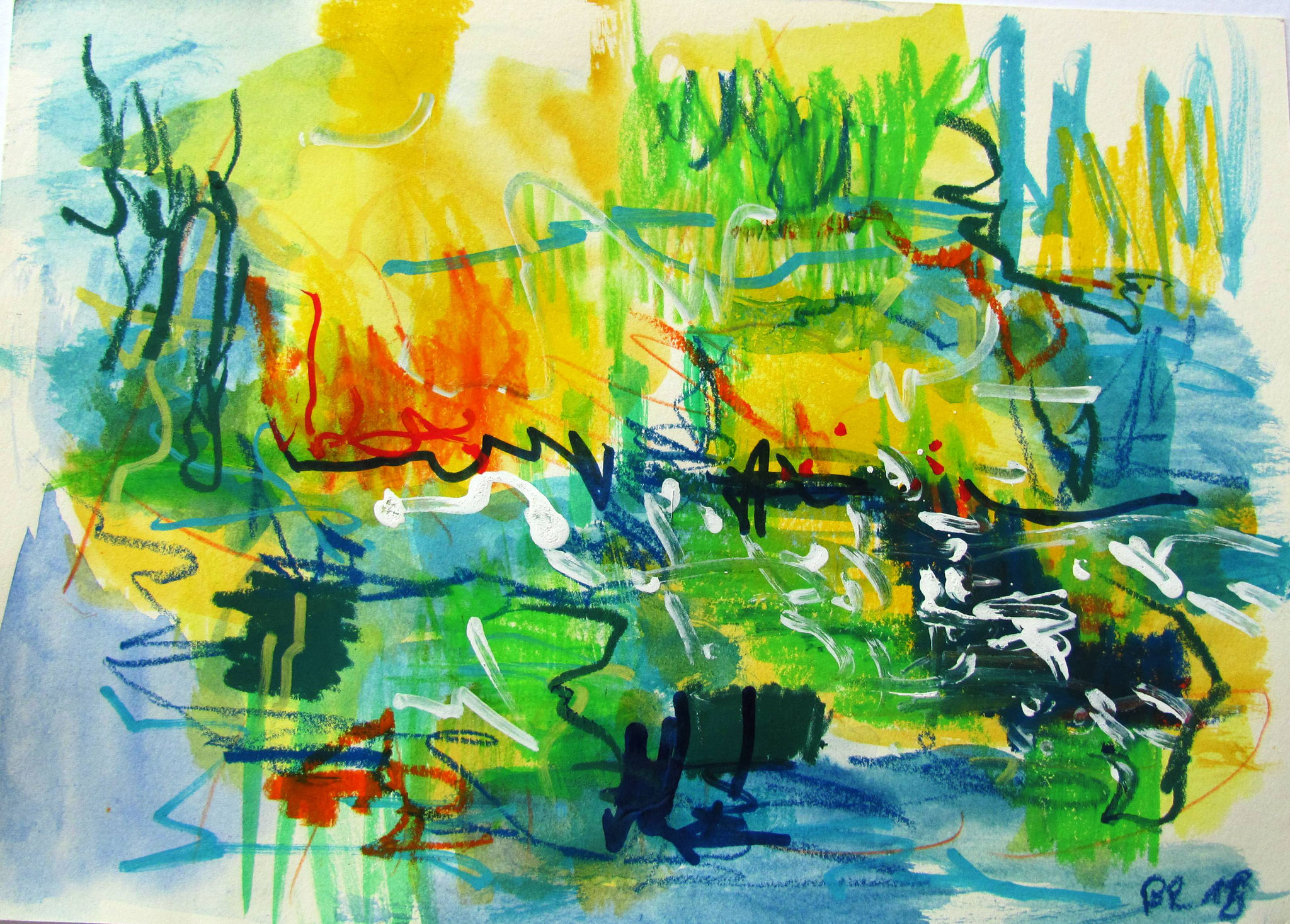 Am Fluss, 2018, 32,5 x 42,5 cm, i.R.