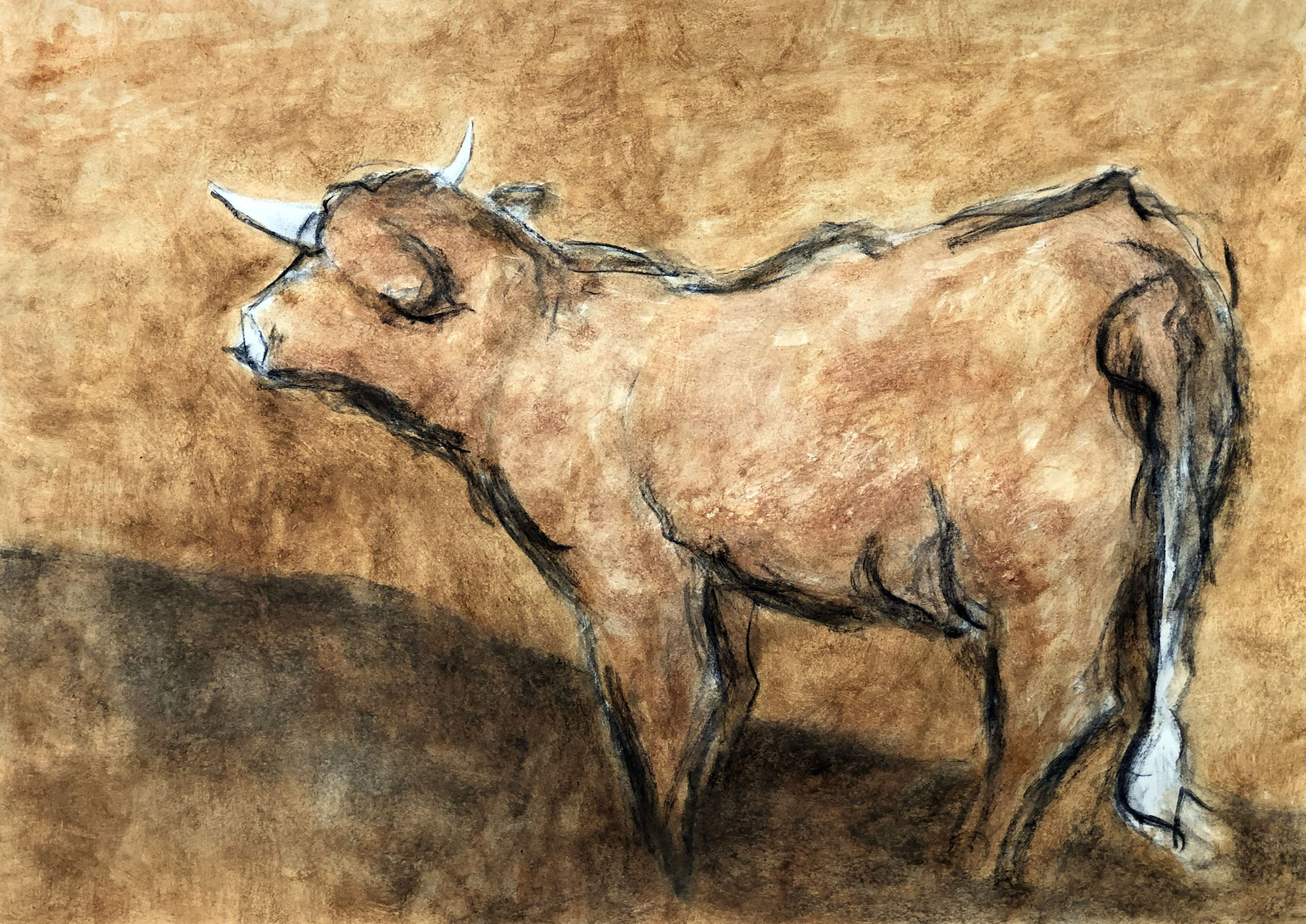 RETINTO XIX    Erden, Tintensekret vom Kalmar und Olivensaft auf Papier - 49 x 69 cm