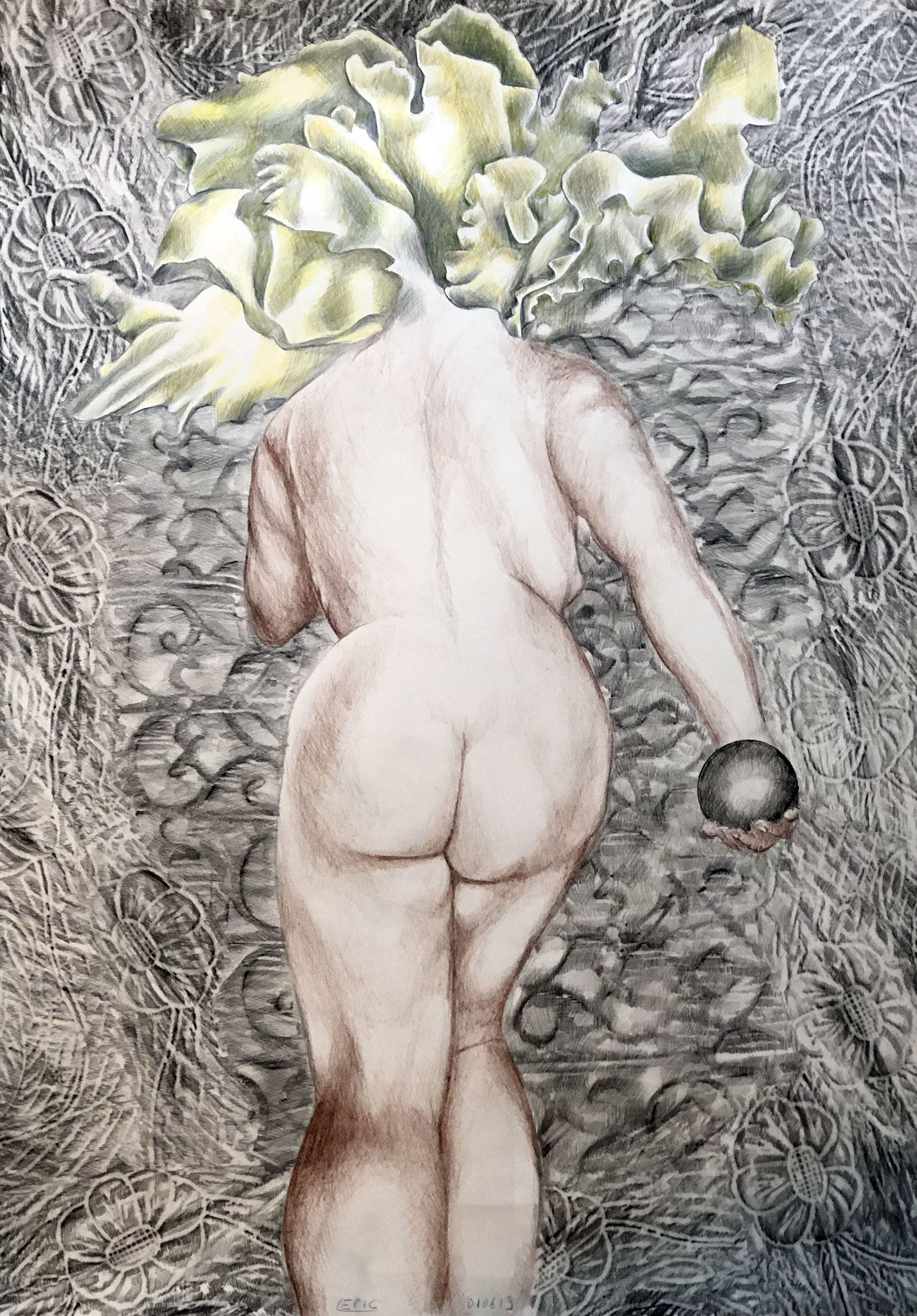 FANNY Graphit und Bunststifte auf Papier - 70 x 50 cm