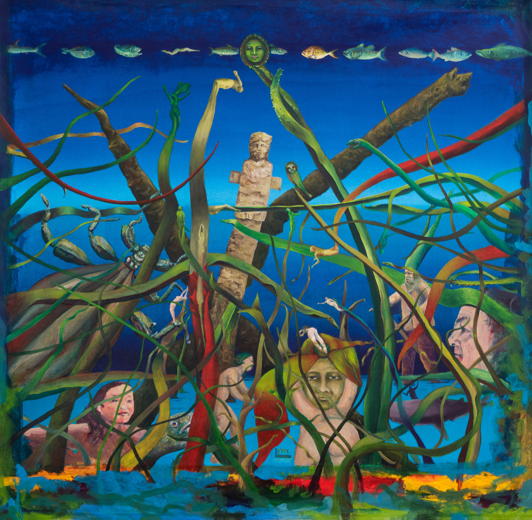 DIE ANKUNFT DES APOSTELS ANDREAS IN PATRA  Acryl auf Leinwand  100 x 100 cm