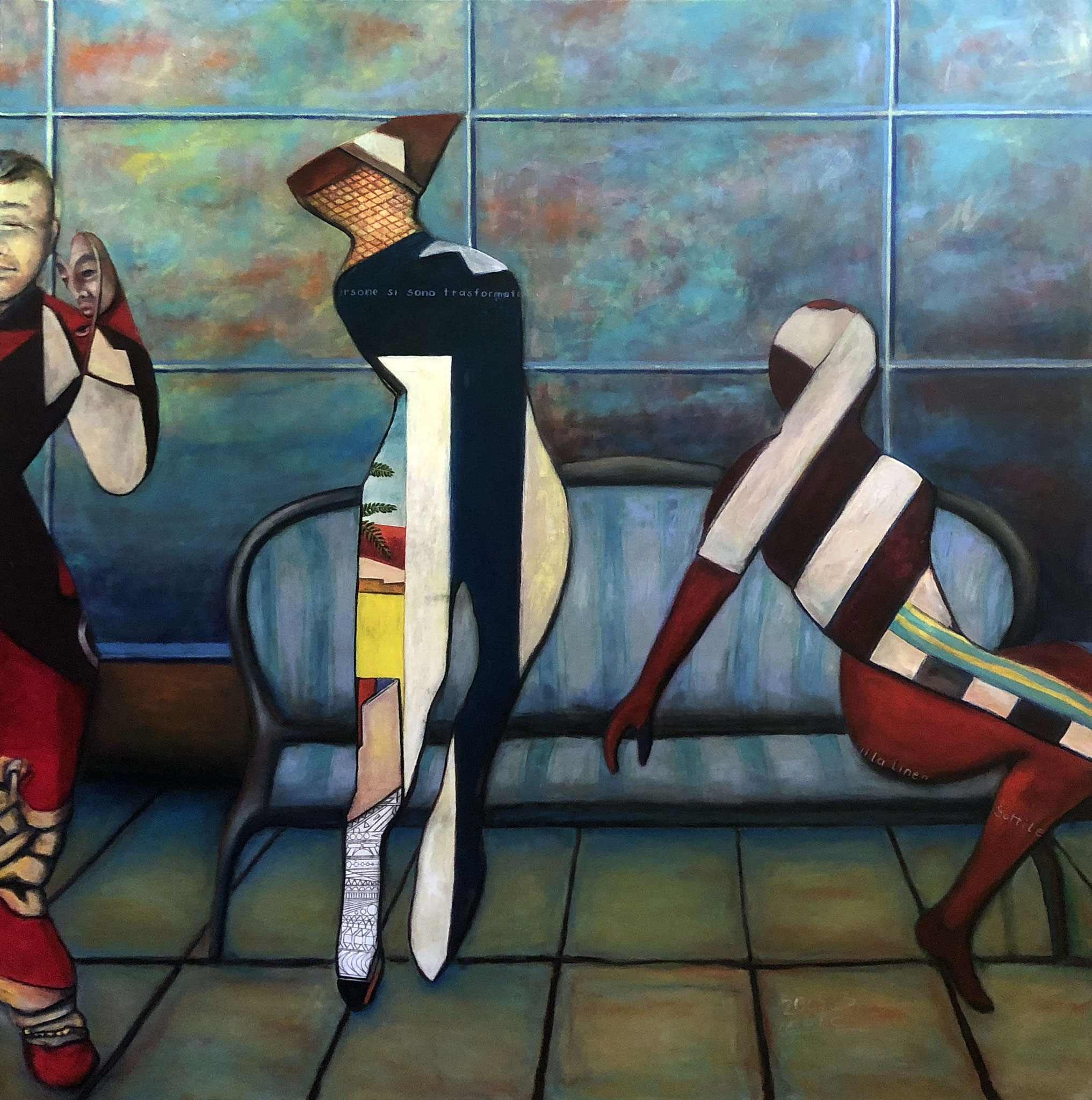 AUF DEM SCHMALEN GRAT   Mischtechnik auf Leinwand    150 x 150 cm