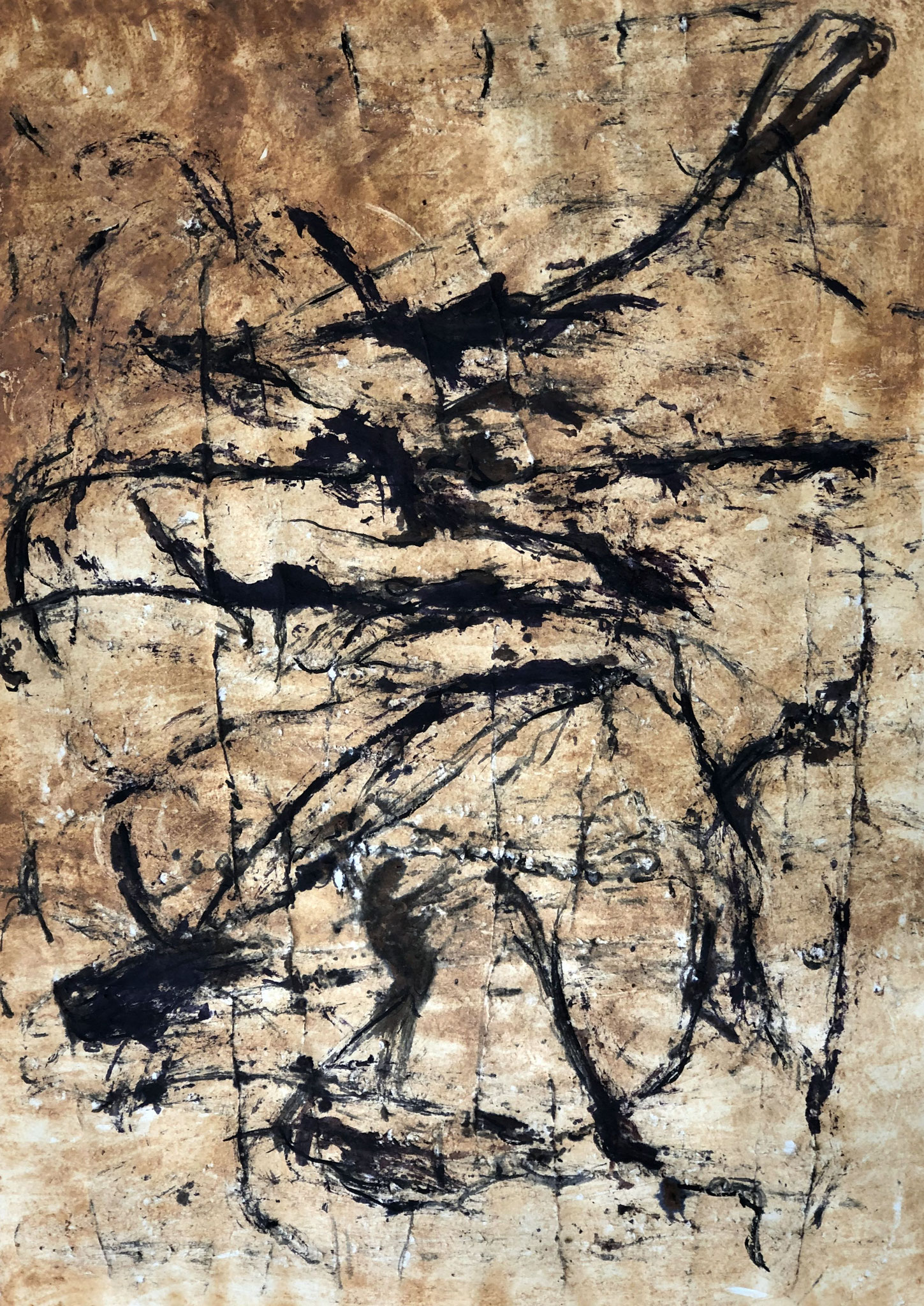 RETINTO XXIII     Erden, Tintensekret vom Kalmar und Olivensaft auf Papier - 69 x 49 cm