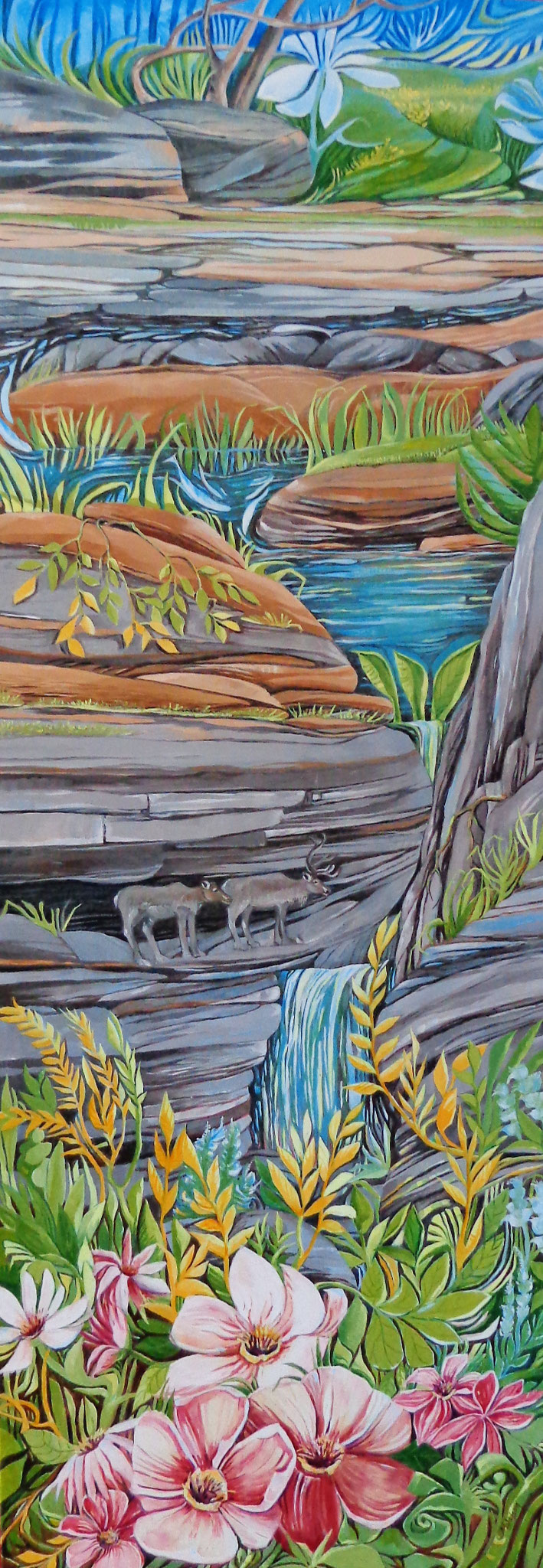 #163 PRÈS  DE  LA  CHUTE  huile  22x60 pouces  