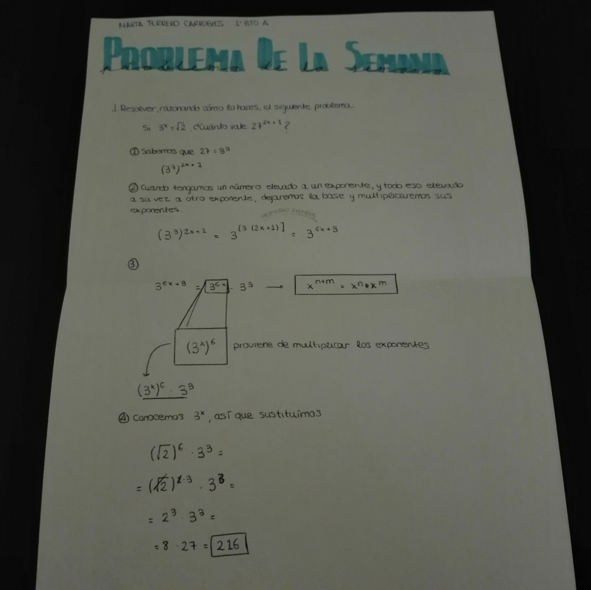 Semana I: Solución aportada por Marta Terrero, 1º Bachillerato A