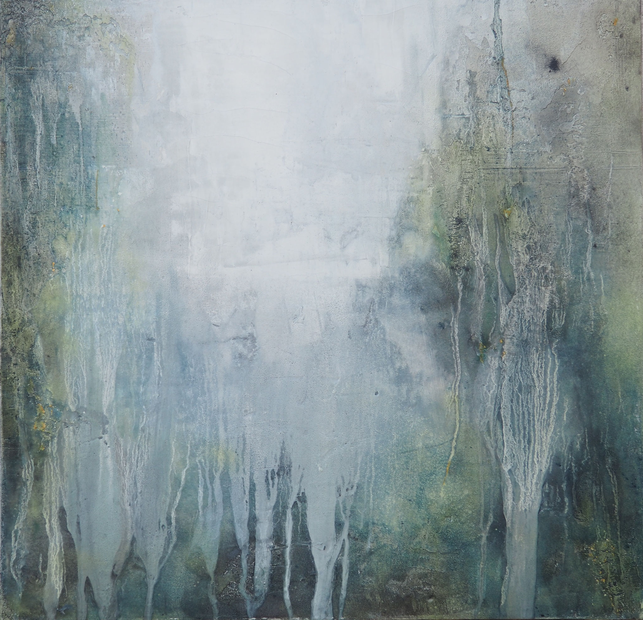 Regenwald - 100 x 100 cm, Sumpfkalk-Mamormehl-Struktur auf Leinwand