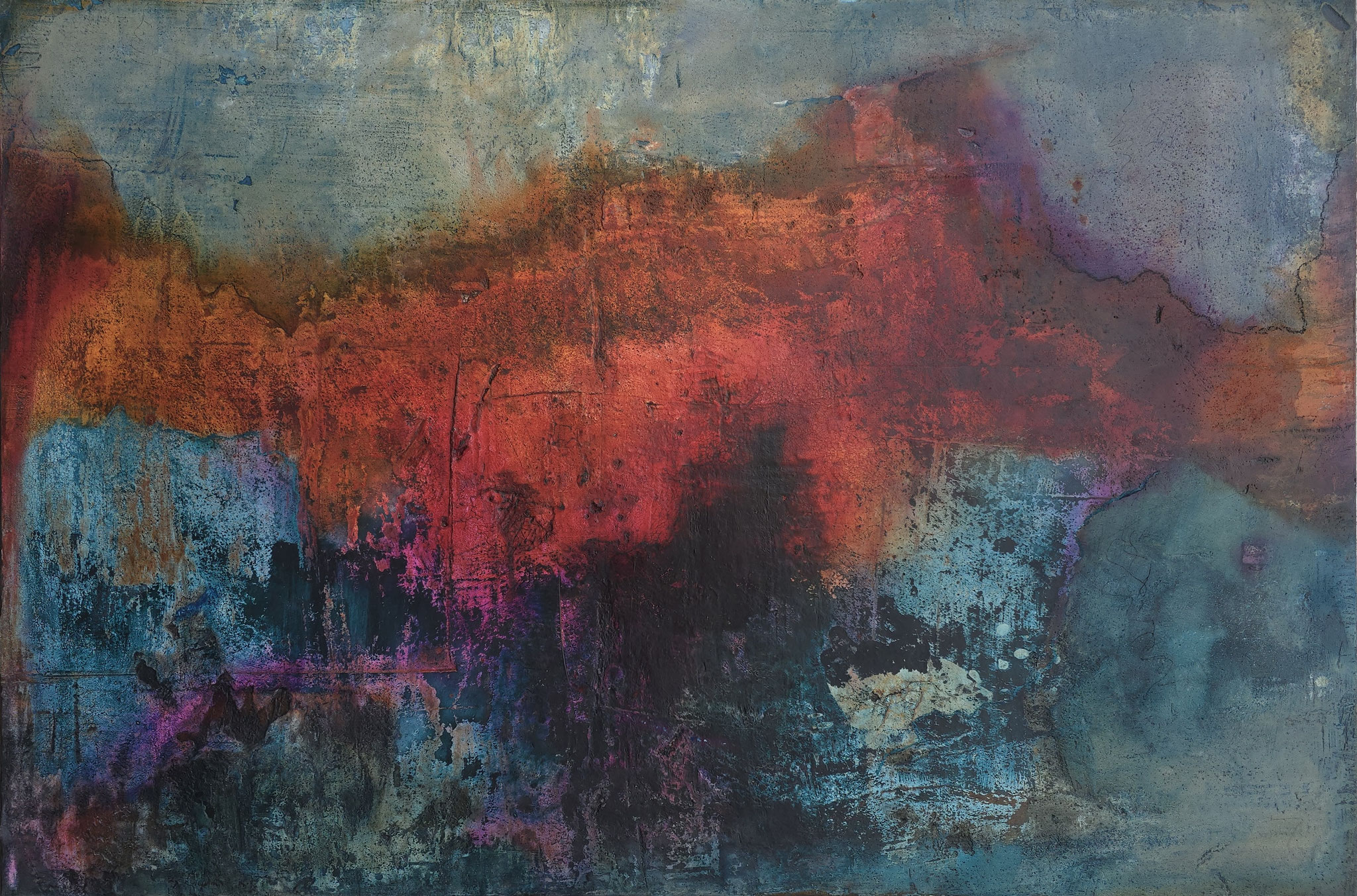 22-12 120 x 80 cm Sumpfkalk-Mamormehl-Struktur auf Leinwand