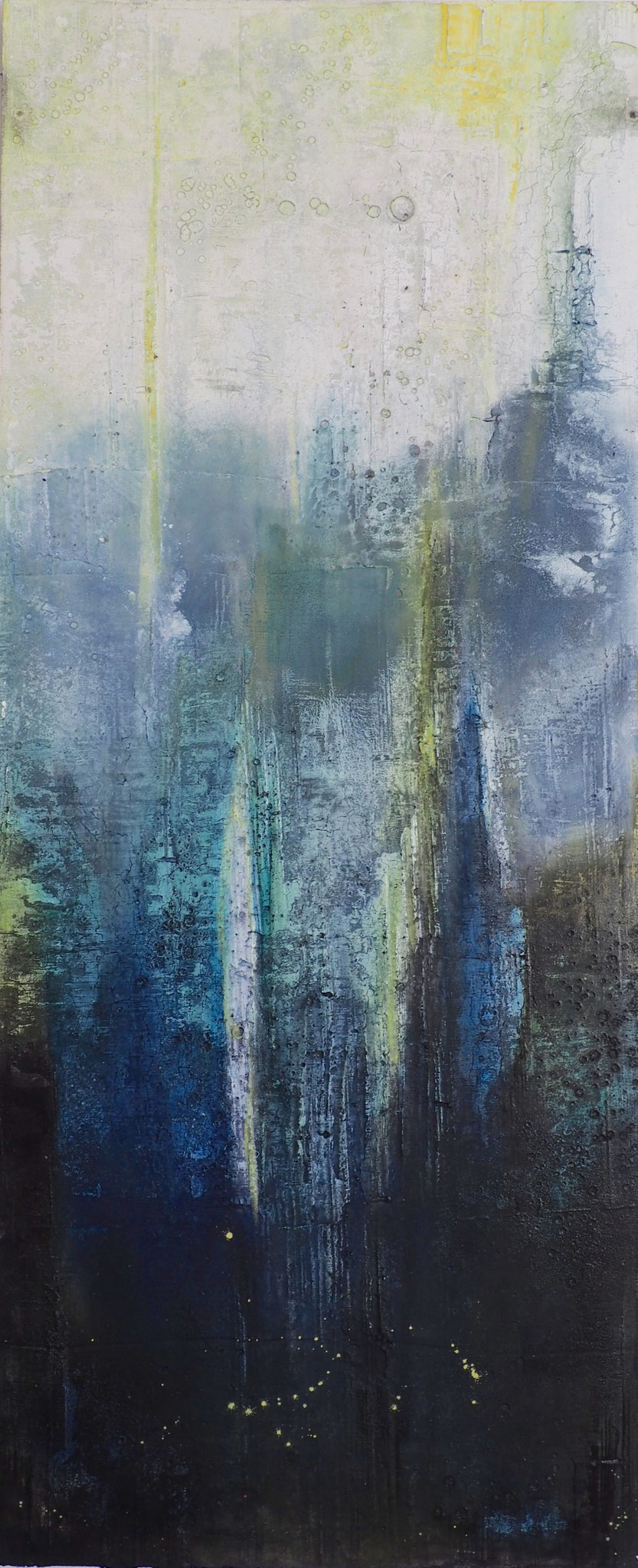 Tag und Nacht - 50 x 120 cm, Sumpfkalk-Mamormehl-Struktur auf Holz