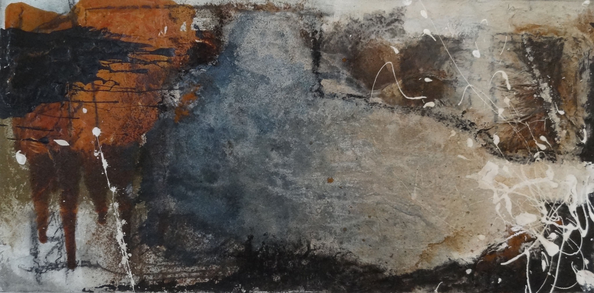 Blau-Grau - 80 x 40 cm, Acryl-Mischtechnik