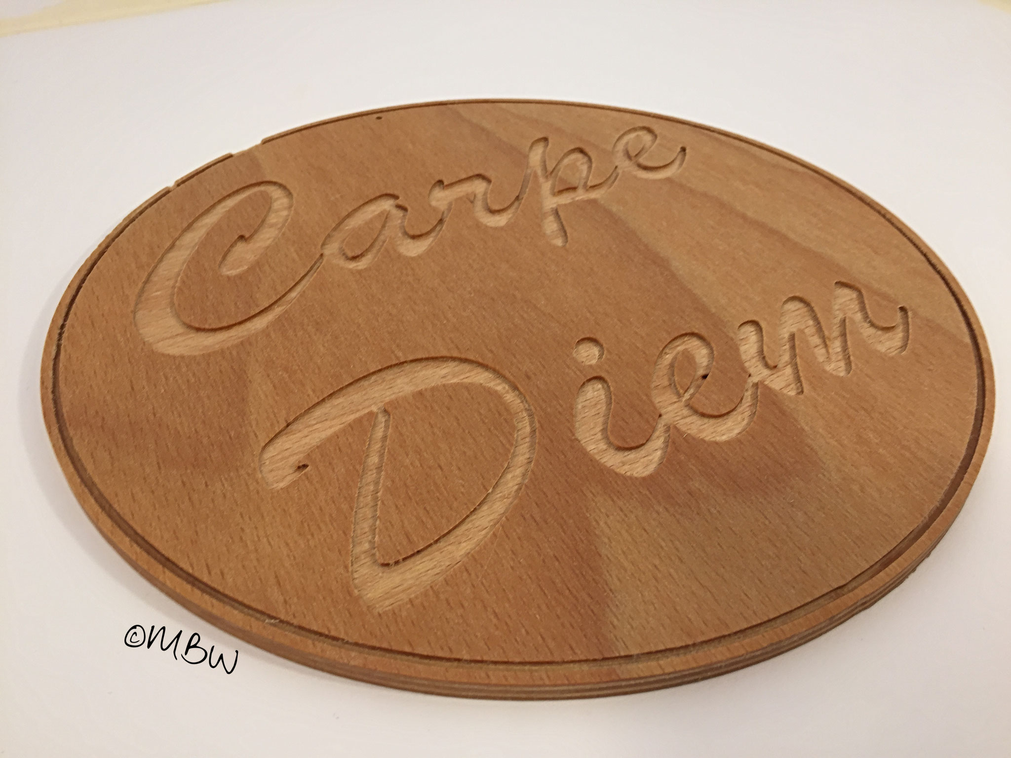 Schild "Carpe Diem" - Buchensperrholz 