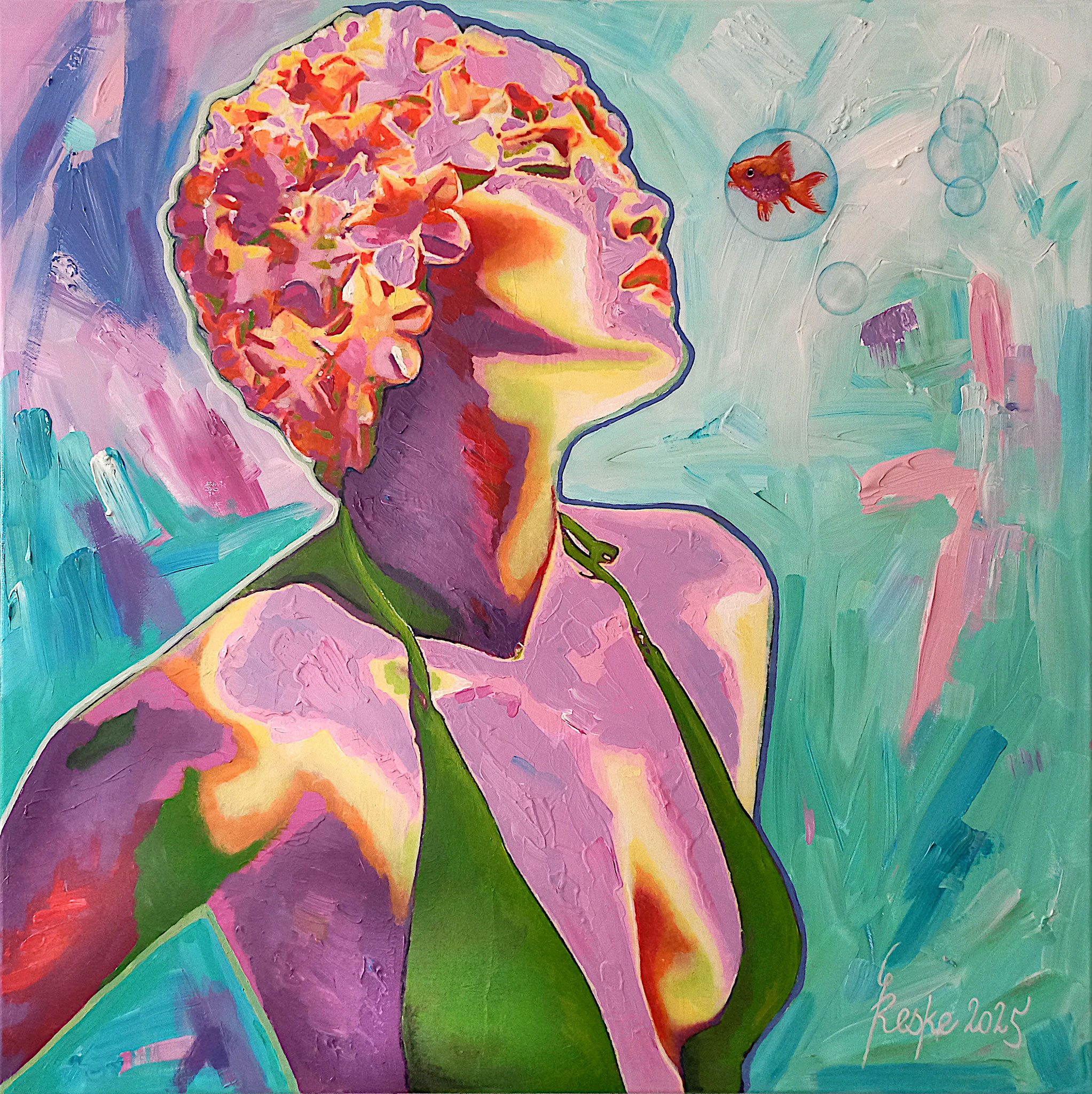 Die Badende XX - speechless III - 90x90 cm - Preis 3500 € 