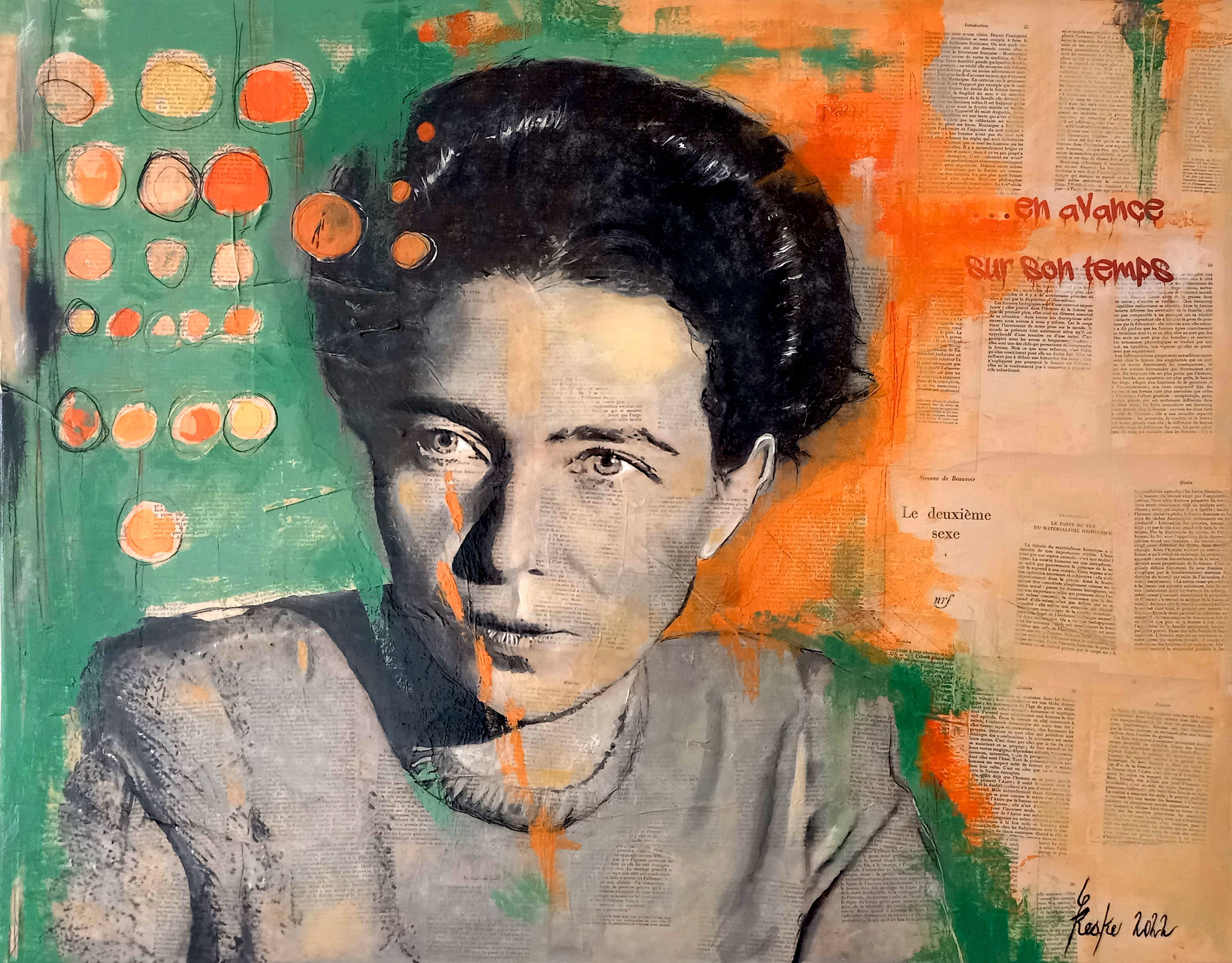 Simone (de Beauvoir) - ...en avance sur son temps - 60x80 cm, Preis 2200 €