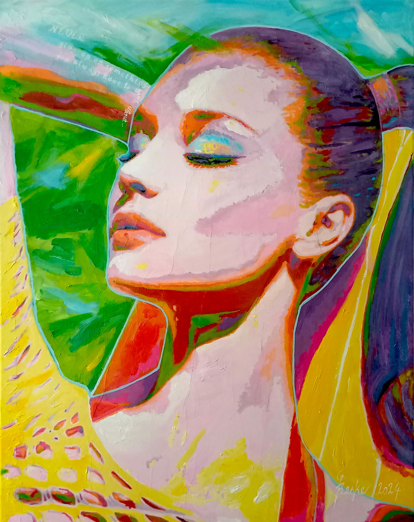 Die Badende XVI - never give up.... - 73x92 cm - 2900 € 