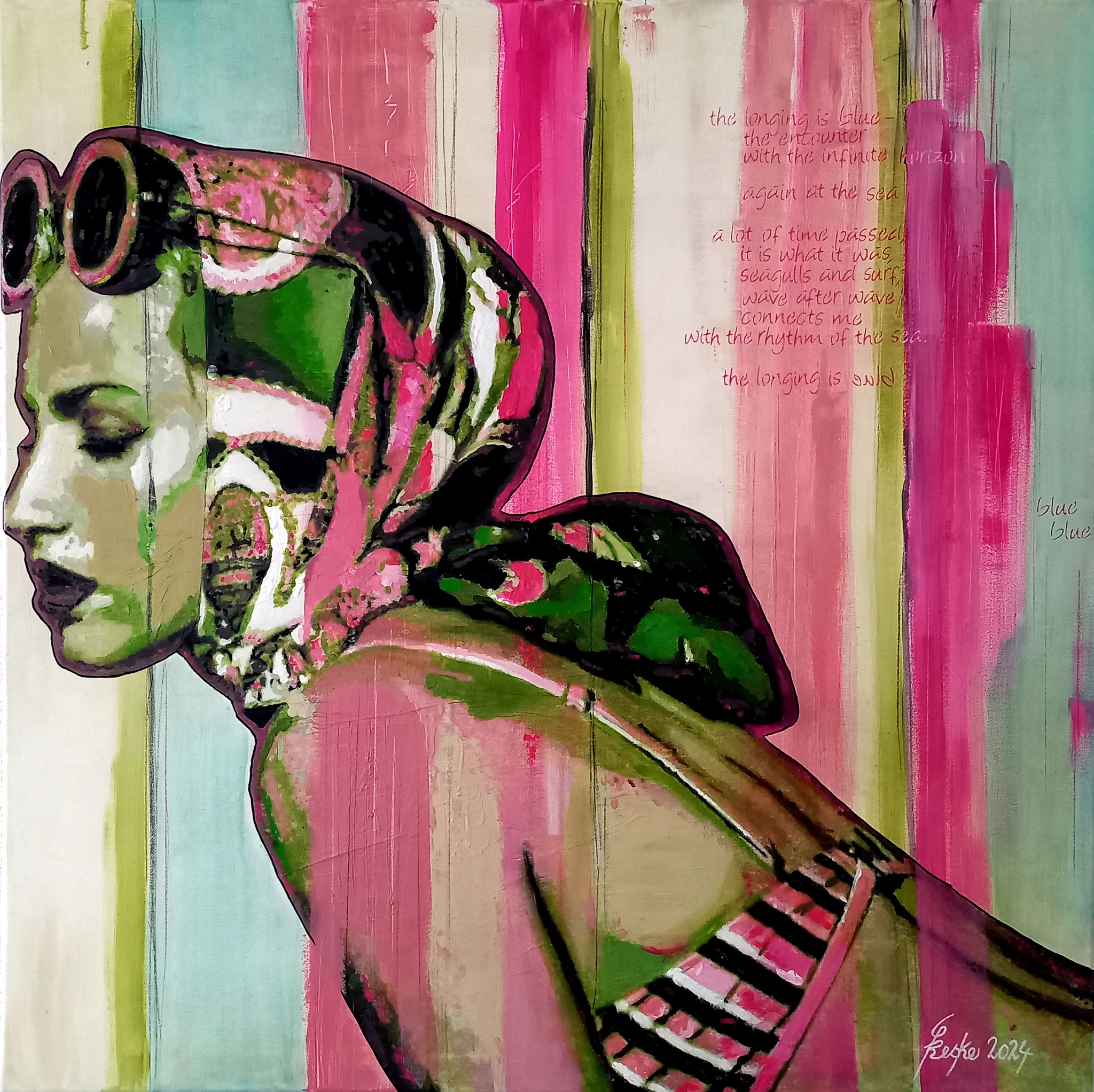 Die Badende XII - the longing is blue - 90x90 cm 