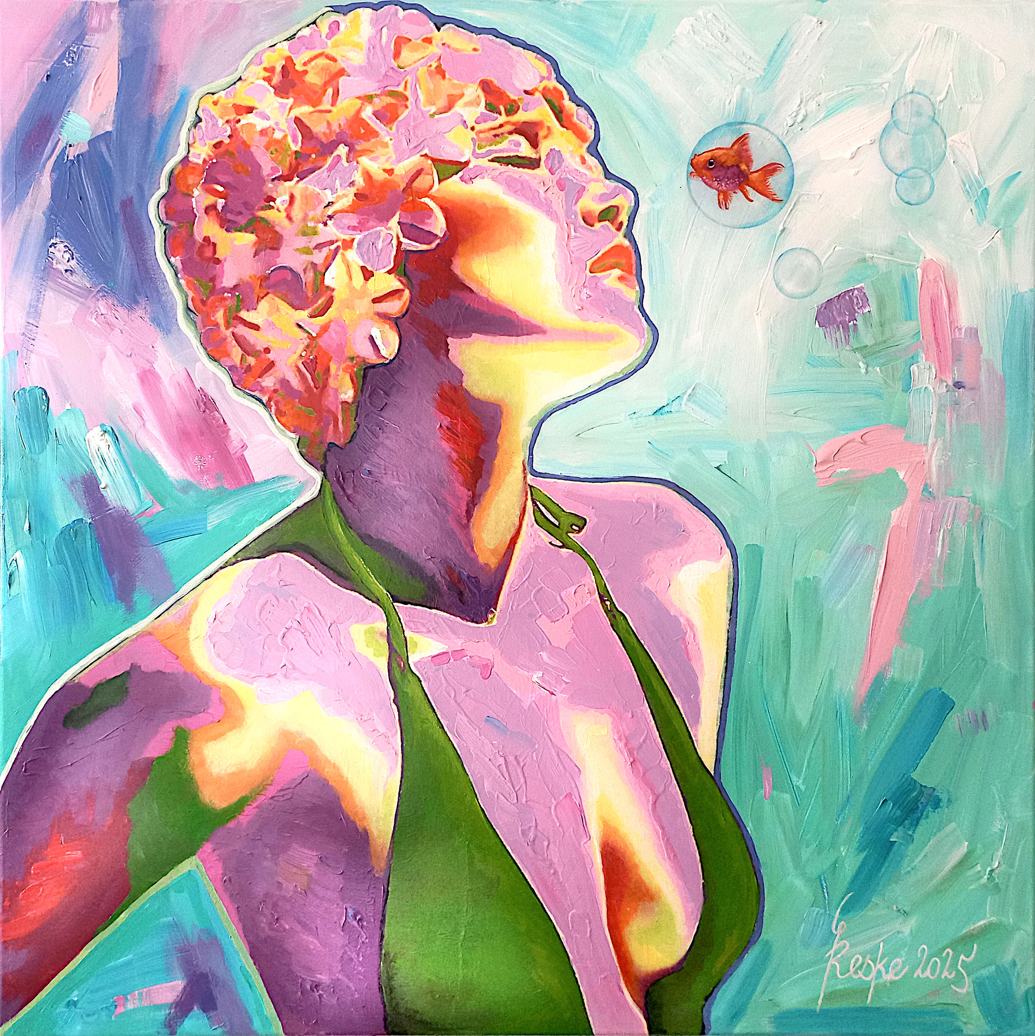 Die Badende XX - speechless III - 90x90 cm - Preis 3500 € 