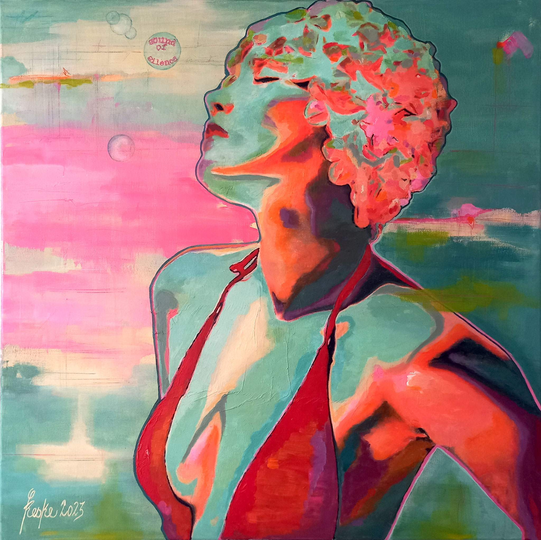 Die Badende V - sound of silence - 90x90 cm 